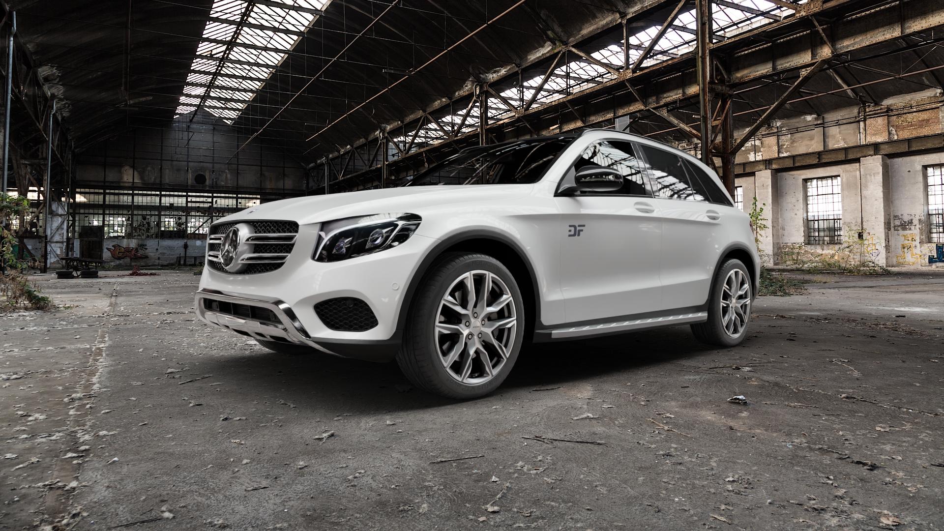 RONAL R71 ORBIT GREY MATT FRONTKOPIERT Felge mit Reifen grau silber schwarz orange in 20Zoll Winterfelge Alufelge auf weissem Mercedes GLC-Klasse Typ X253 ⬇️ mit 15mm Tieferlegung ⬇️ Old Industrial Hall_max5000mm_2022 Frontansicht_1