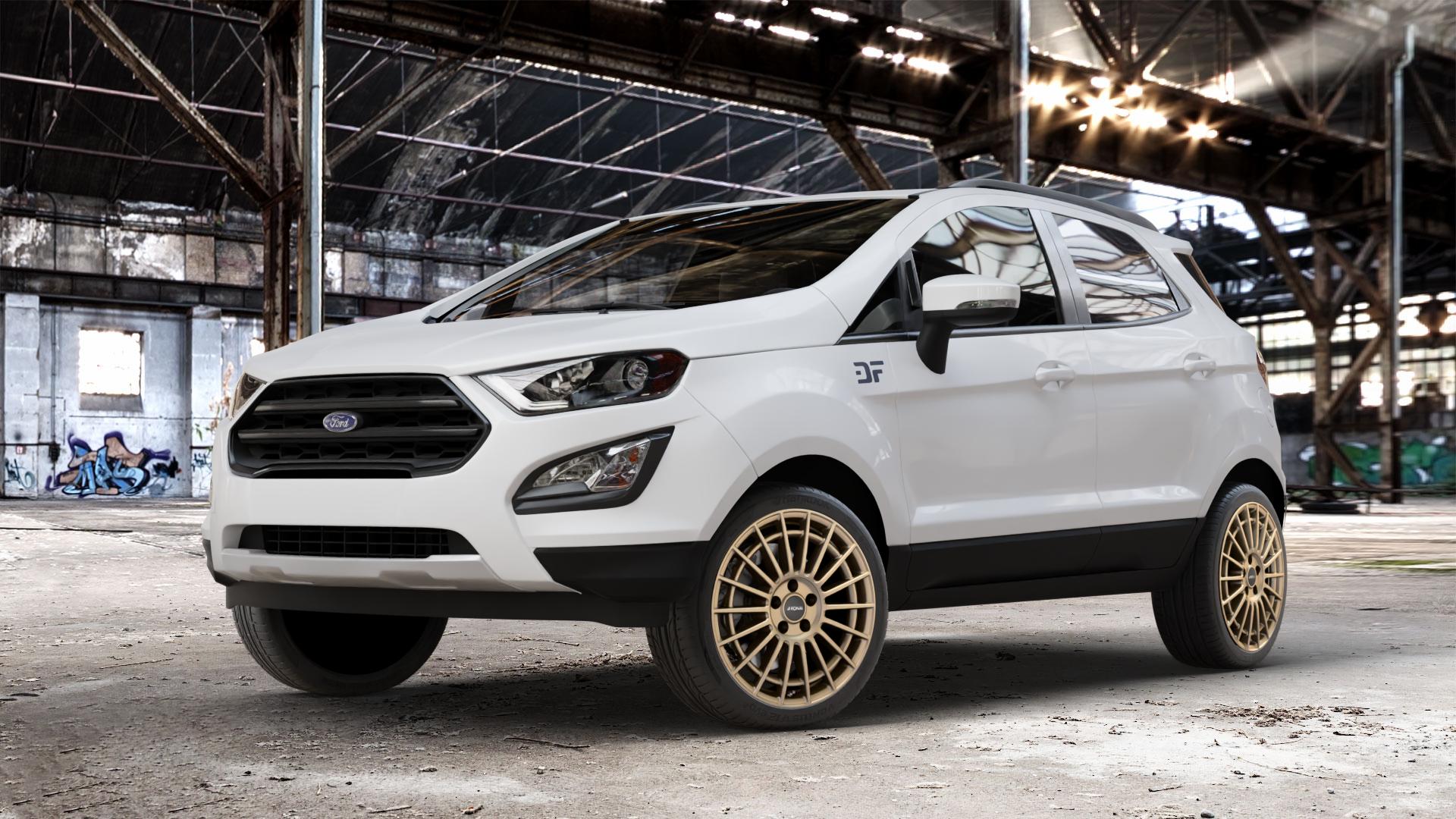 RONAL R73 BRONZE MATT Felge mit Reifen in 18Zoll Winterfelge Alufelge auf weissem Ford EcoSport Typ JK8 Facelift ⬇️ mit 15mm Tieferlegung ⬇️ Old Industrial Hall_max_4400mm_2024 Frontansicht_1