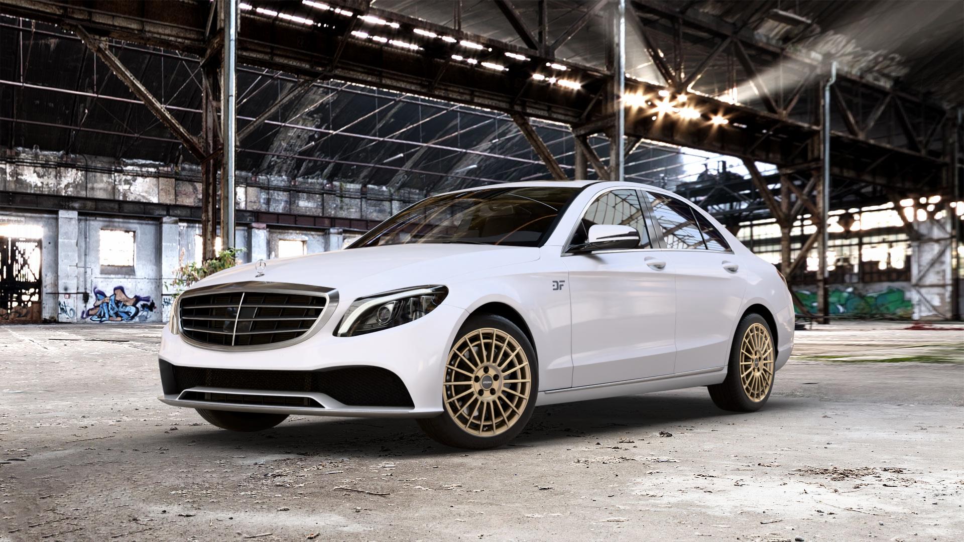 RONAL R73 BRONZE MATT Felge mit Reifen in 18Zoll Winterfelge Alufelge auf weissem Mercedes C-Klasse Typ W205 Limousine Facelift ⬇️ mit 15mm Tieferlegung ⬇️ Old Industrial Hall_max_5300mm_2024 Frontansicht_1