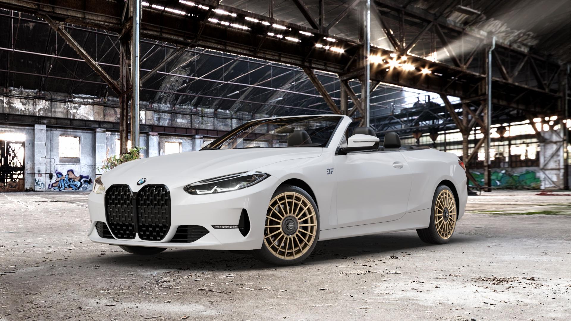 RONAL R73 REV B BRONZE MATT Felge mit Reifen in 19Zoll Winterfelge Alufelge auf weissem BMW M4 Typ G83 (Cabrio) 4er G23 Cabrio (G3C) ⬇️ mit 15mm Tieferlegung ⬇️ Old Industrial Hall_max_5300mm_2024 Frontansicht_1