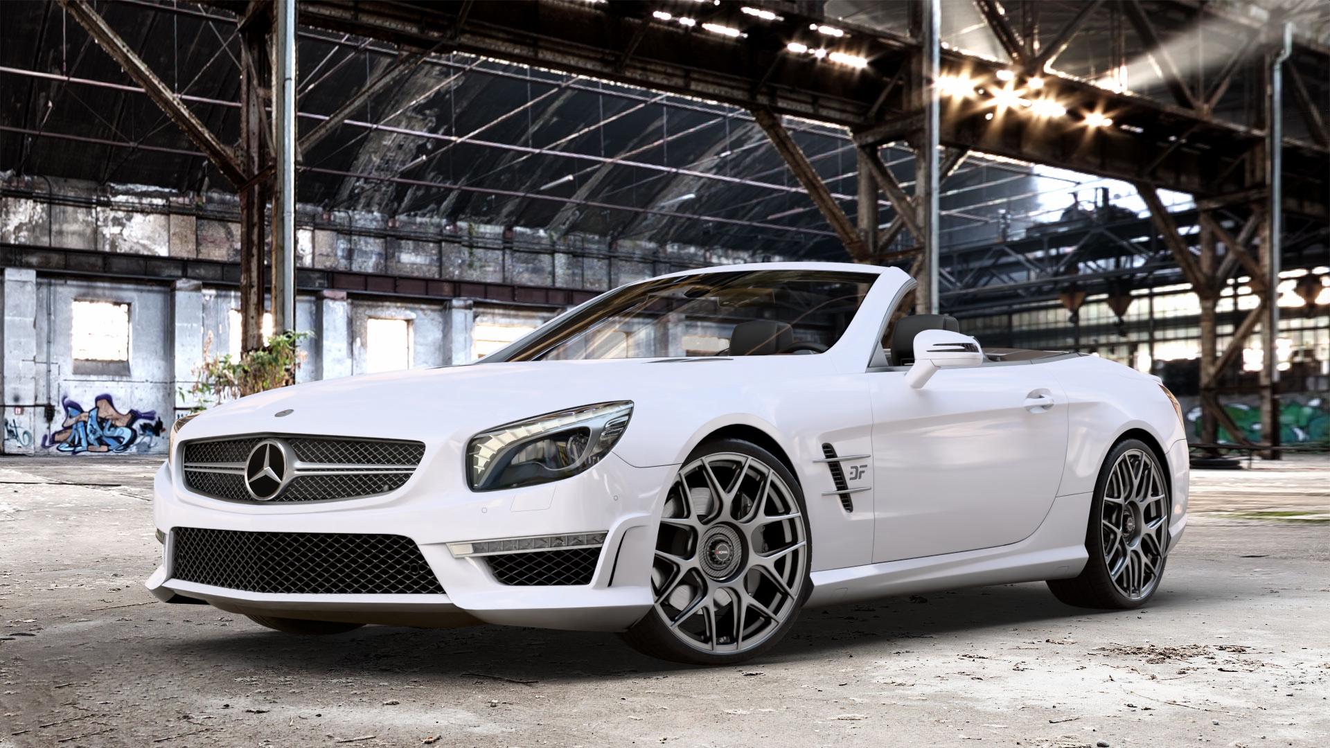 RONAL RF1 REV CRB TREMOLITE METALLIC MATT Felge mit Reifen anthrazit in 20Zoll Winterfelge Alufelge auf weissem Mercedes SL Typ R231 5,5l 63 AMG 395kW (537 PS) 6,0l 65 463kW (630 ⬇️ mit 15mm Tieferlegung ⬇️ Old Industrial Hall_max_4400mm_2024 Frontansicht_1