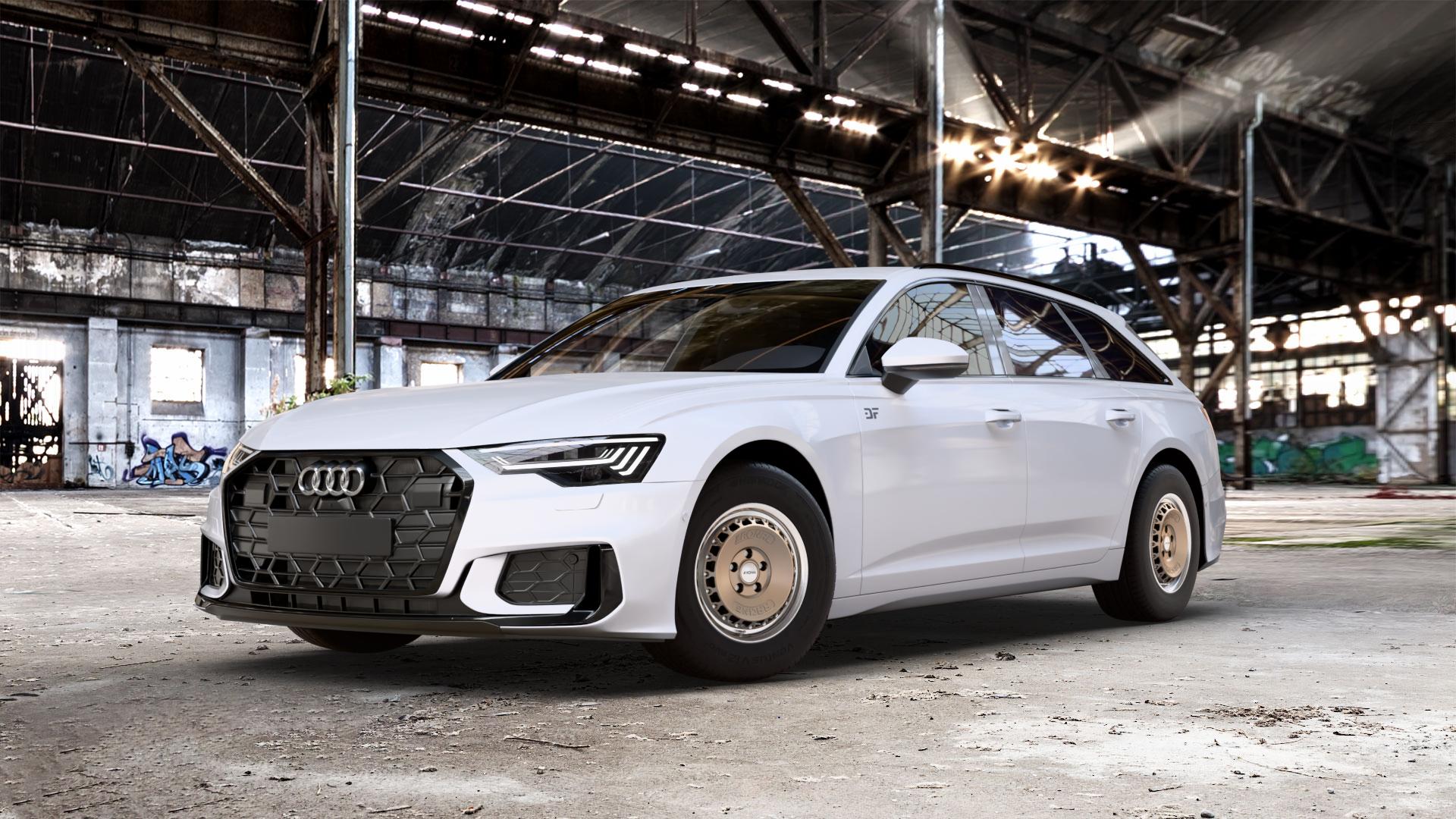 RONAL RR10 BRONZE MATT Felge mit Reifen in 15Zoll Winterfelge Alufelge auf weissem Audi A6 Typ F2/C8 (Avant) Facelift 2,0l 35 TDI 120kW Mild-Hybrid (163 PS) 40 150kW (204 quattro TFSI 3,0l 45 180kW (245 195kW (265 50 210kW (286 e Hybrid 55 250k ⬇️ mit 15mm Tieferlegung ⬇️ Old Industrial Hall_max_5300mm_2024 Frontansicht_1