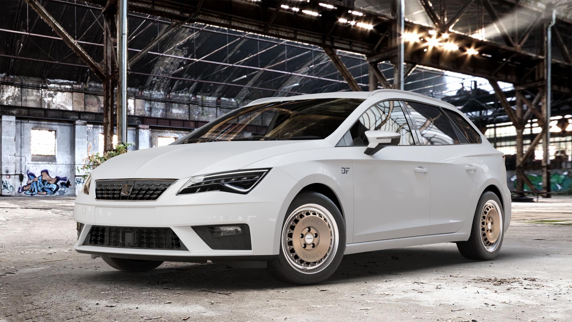 RONAL RR10 BRONZE MATT Felge mit Reifen in 16Zoll Winterfelge Alufelge auf weissem Seat Leon Typ 5F ST Facelift ⬇️ mit 15mm Tieferlegung ⬇️ Old Industrial Hall_max_4400mm_2024 Frontansicht_1