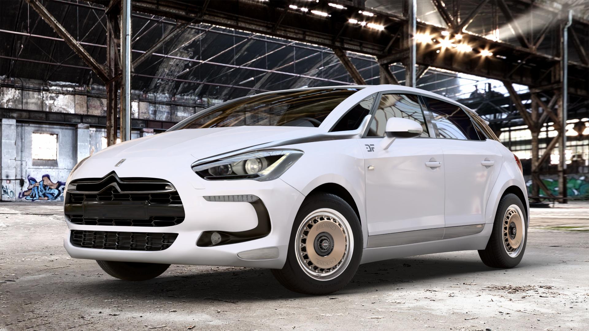 RONAL RR10 REV B BRONZE MATT Felge mit Reifen in 16Zoll Winterfelge Alufelge auf weissem Citroen DS5 Typ K DS Automobiles ⬇️ mit 15mm Tieferlegung ⬇️ Old Industrial Hall_max_4400mm_2024 Frontansicht_1