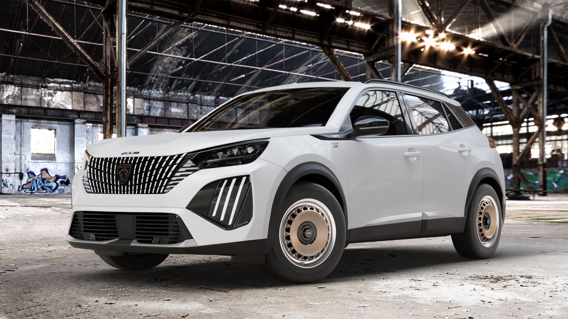 RONAL RR10 REV B BRONZE MATT Felge mit Reifen in 16Zoll Winterfelge Alufelge auf weissem Peugeot 2008 Typ U Facelift ⬇️ mit 15mm Tieferlegung ⬇️ Old Industrial Hall_max_4400mm_2024 Frontansicht_1