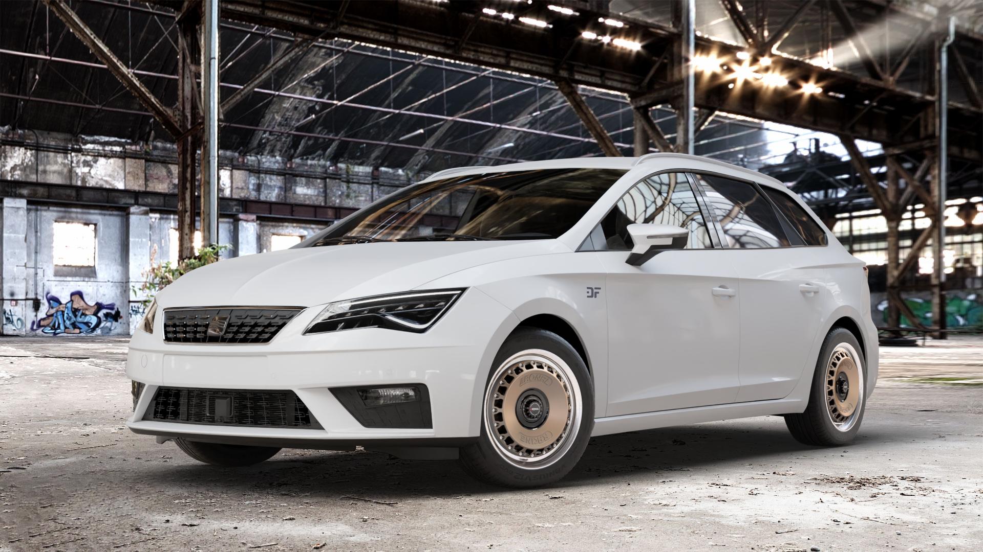 RONAL RR10 REV B BRONZE MATT Felge mit Reifen in 16Zoll Winterfelge Alufelge auf weissem Seat Leon Typ 5F ST Facelift ⬇️ mit 15mm Tieferlegung ⬇️ Old Industrial Hall_max_4400mm_2024 Frontansicht_1