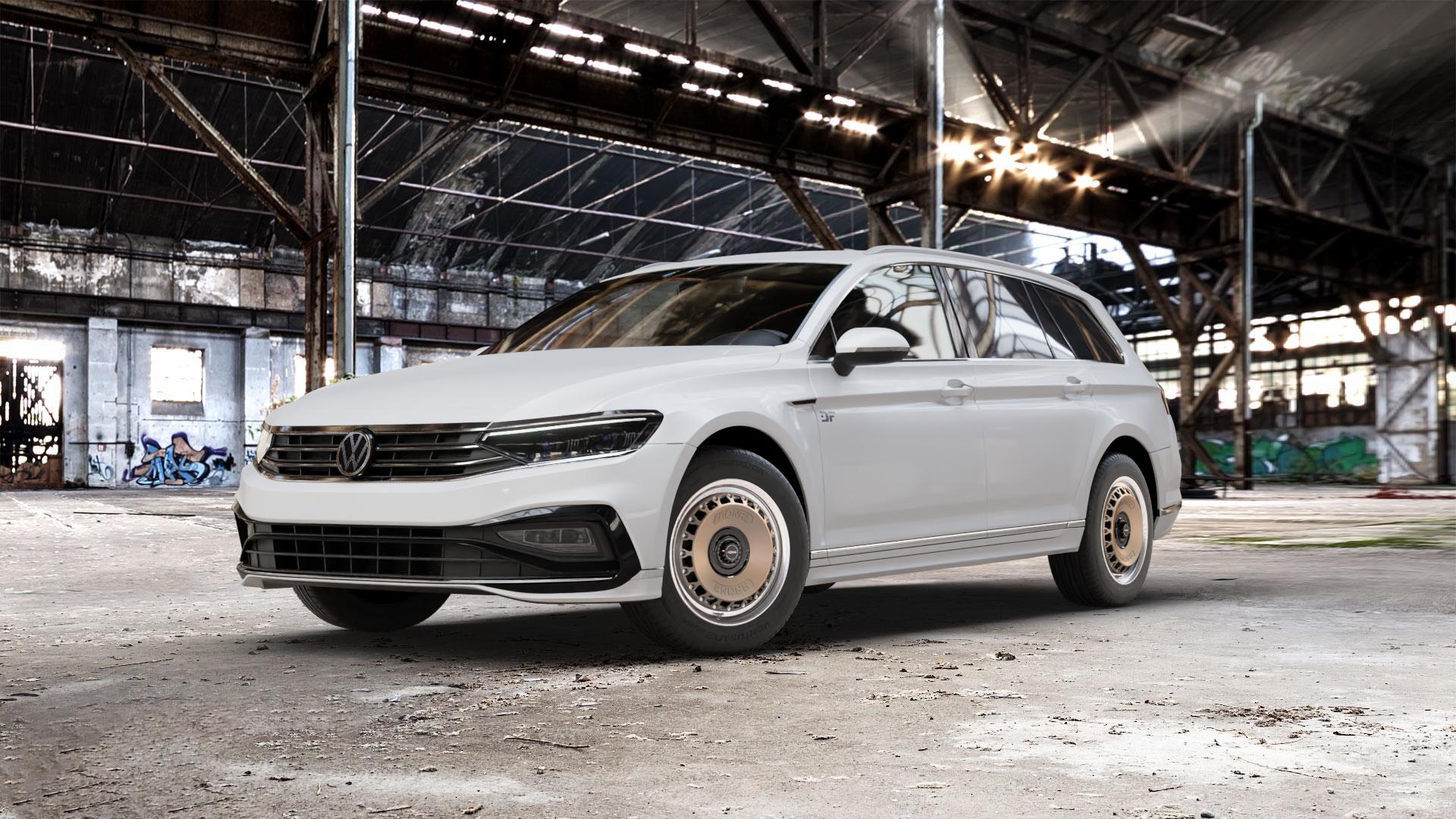 RONAL RR10 REV B BRONZE MATT Felge mit Reifen in 16Zoll Winterfelge Alufelge auf weissem Volkswagen (VW) Passat 3C/B8 Variant Facelift ⬇️ mit 15mm Tieferlegung ⬇️ Old Industrial Hall_max_5300mm_2024 Frontansicht_1