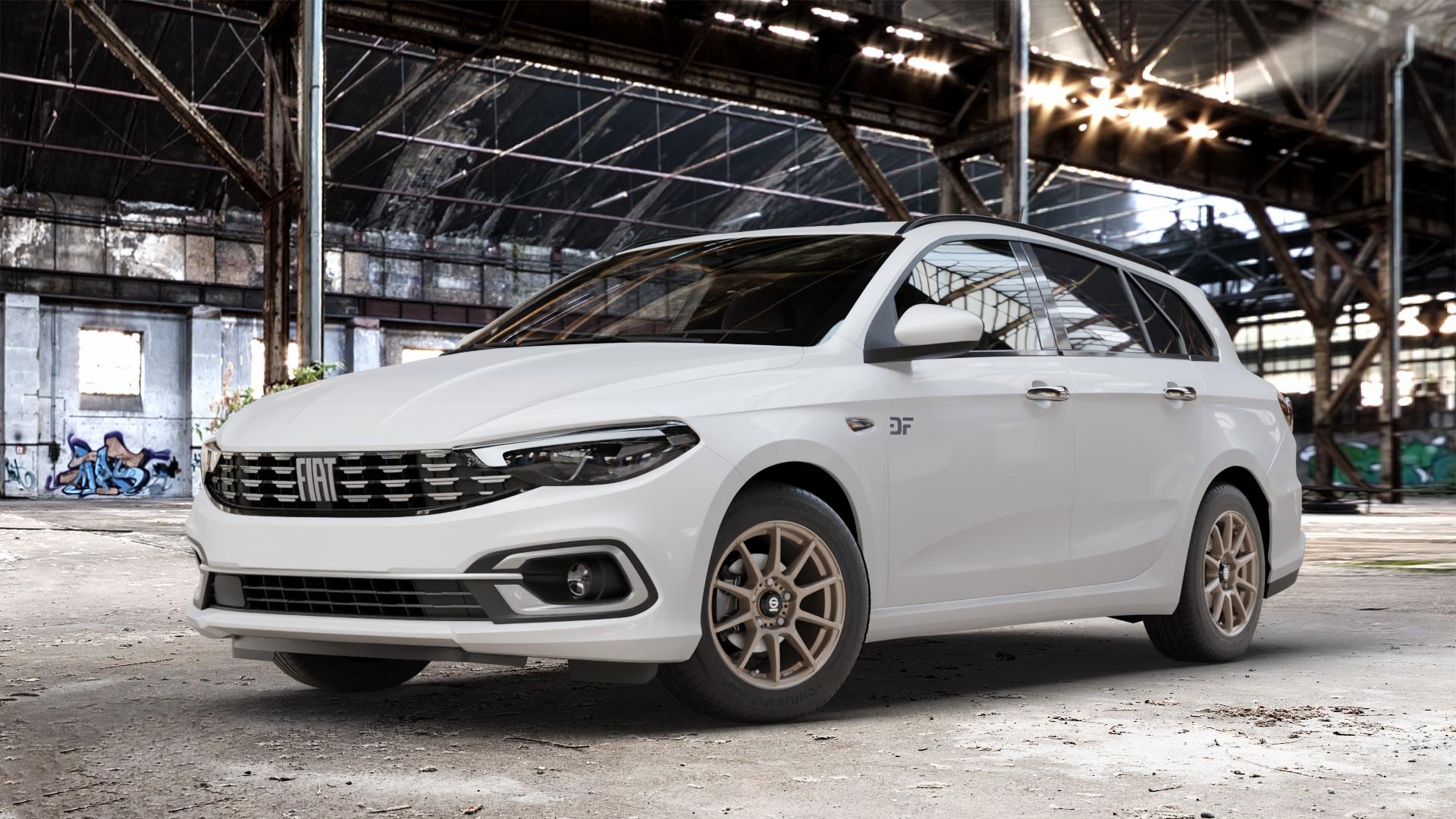 SPARCO ASSETTO GARA MATT BRONZE Felge mit Reifen in 15Zoll Winterfelge Alufelge auf weissem Fiat Tipo II Kombi Typ 356 Facelift ⬇️ mit 15mm Tieferlegung ⬇️ Old Industrial Hall_max_4400mm_2024 Frontansicht_1