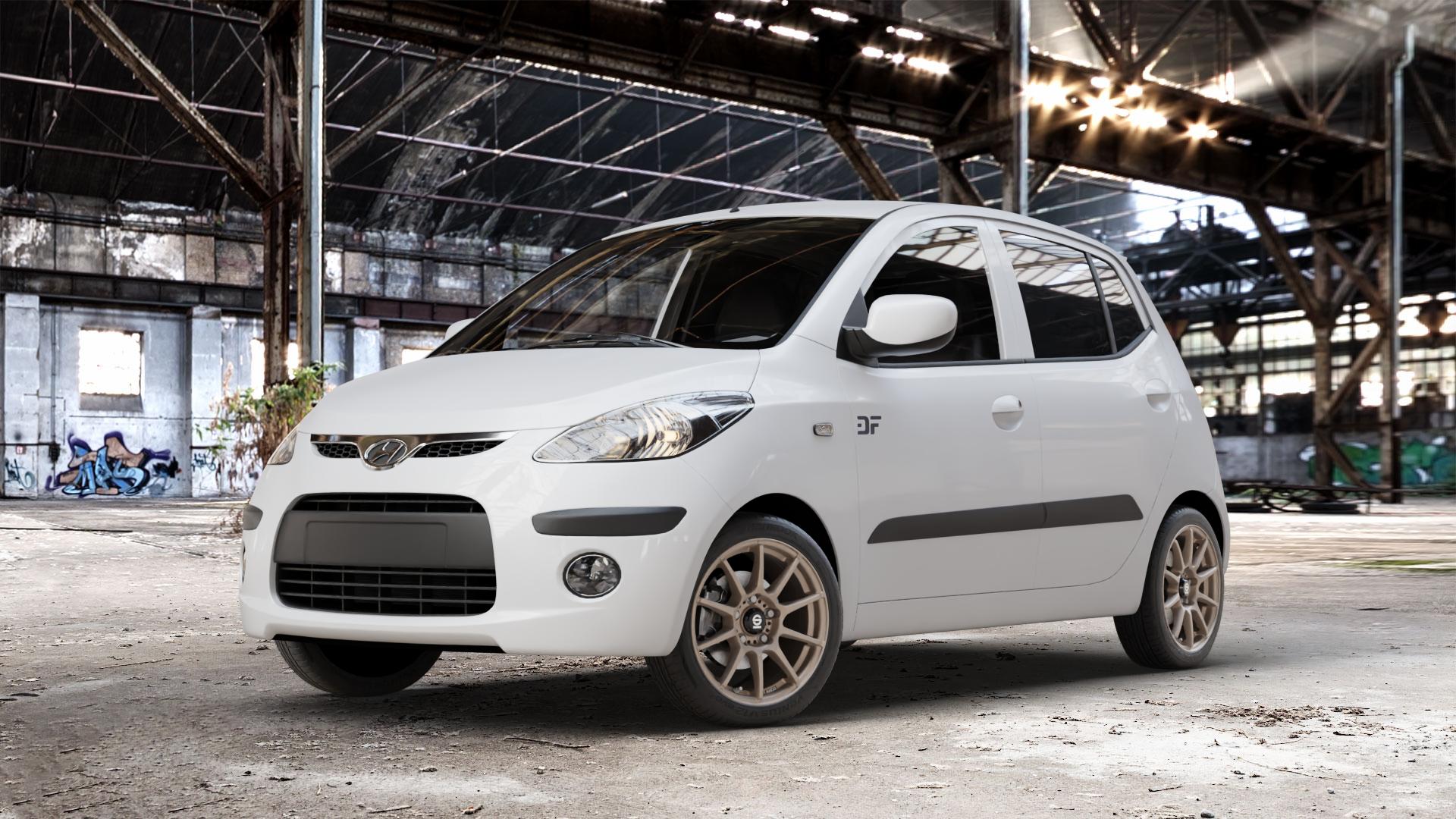 SPARCO ASSETTO GARA MATT BRONZE Felge mit Reifen in 15Zoll Winterfelge Alufelge auf weissem Hyundai i10 Typ PA ⬇️ mit 15mm Tieferlegung ⬇️ Old Industrial Hall_max_4400mm_2024 Frontansicht_1