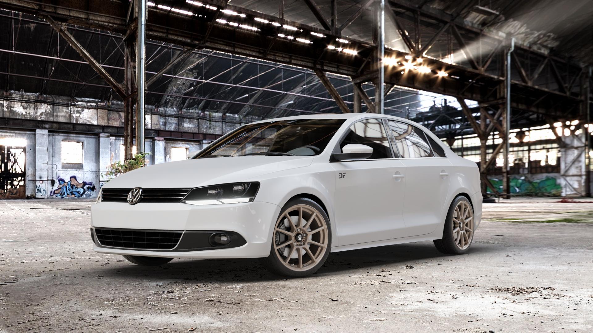 SPARCO ASSETTO GARA MATT BRONZE Felge mit Reifen in 18Zoll Winterfelge Alufelge auf weissem Volkswagen (VW) Jetta 6 Typ 16 Facelift ⬇️ mit 15mm Tieferlegung ⬇️ Old Industrial Hall_max_5300mm_2024 Frontansicht_1