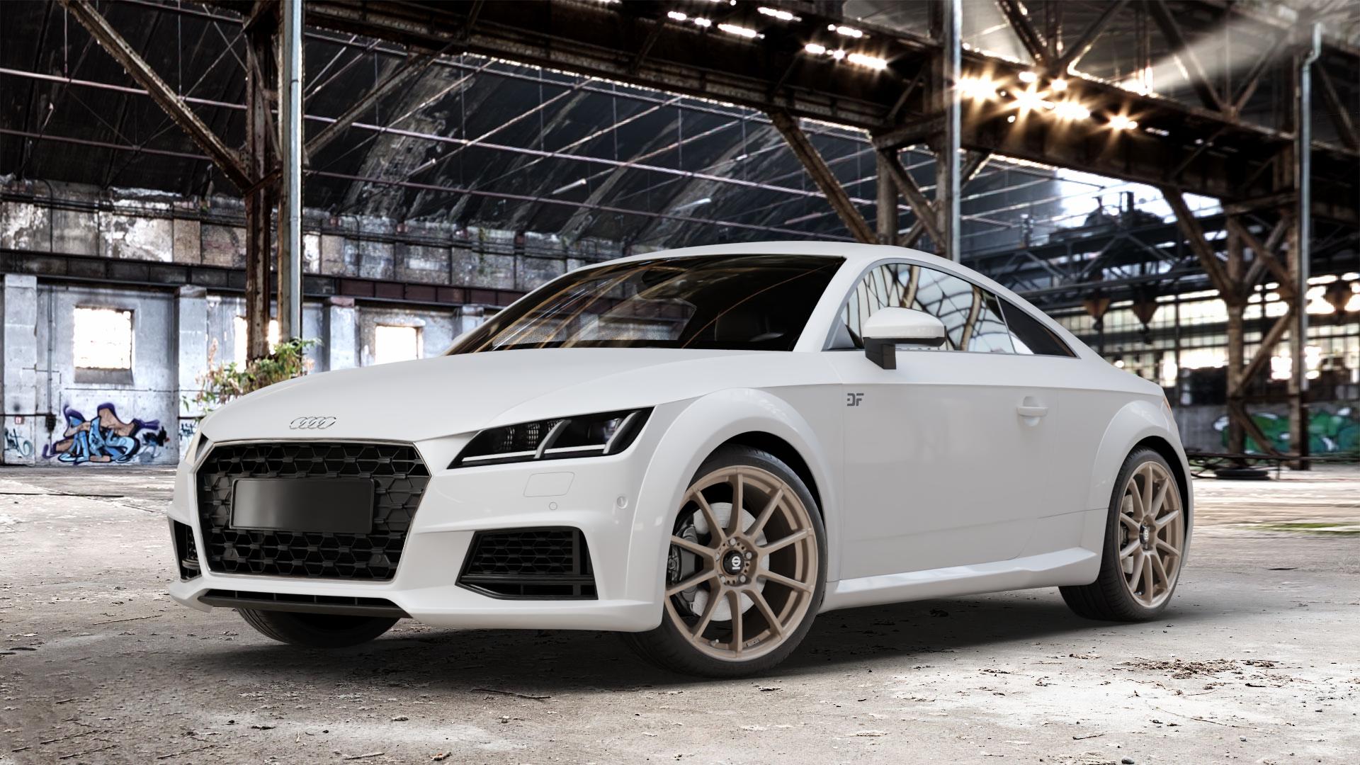 SPARCO ASSETTO GARA MATT BRONZE Felge mit Reifen in 19Zoll Winterfelge Alufelge auf weissem Audi TT III Typ 8S Facelift (Coupé) (Roadster) ⬇️ mit 15mm Tieferlegung ⬇️ Old Industrial Hall_max_4400mm_2024 Frontansicht_1