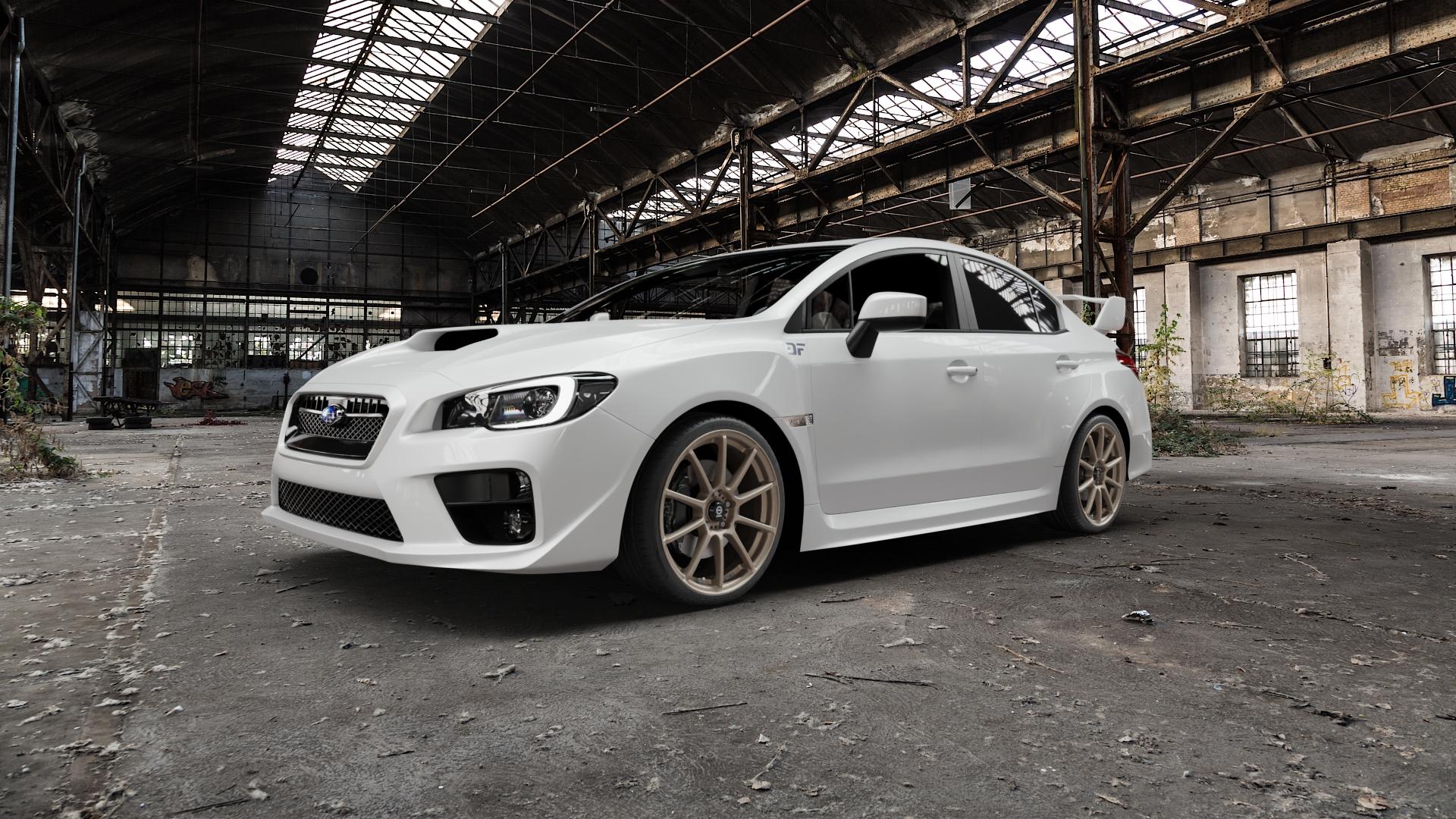 SPARCO ASSETTO GARA MATT BRONZE Felge mit Reifen in 19Zoll Winterfelge Alufelge auf weissem Subaru WRX Typ V1 2,5l STI AWD 221kW (300 PS) ⬇️ mit 15mm Tieferlegung ⬇️ Old Industrial Hall_max5000mm_2022 Frontansicht_1