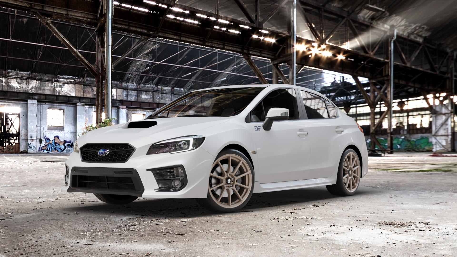 SPARCO ASSETTO GARA MATT BRONZE Felge mit Reifen in 19Zoll Winterfelge Alufelge auf weissem Subaru WRX Typ V1 Model 2018 ⬇️ mit 15mm Tieferlegung ⬇️ Old Industrial Hall_max_5300mm_2024 Frontansicht_1