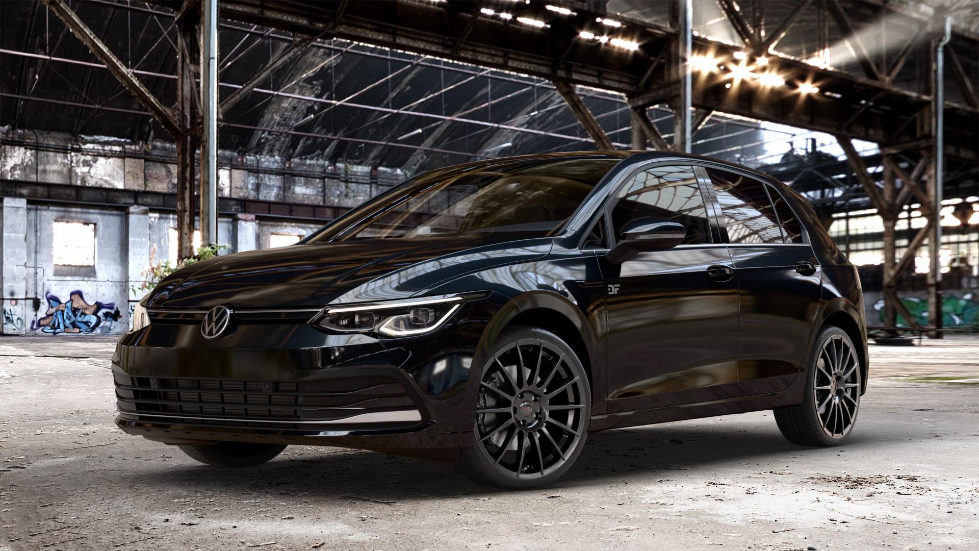 Tec Speedwheels AS2 Schwarz Glanz Felge mit Reifen in 19Zoll Winterfelge Alufelge auf metallic schwarzem Volkswagen (VW) Golf 8 1,5l TSI 96kW (131 PS) 110kW (150 2,0l TDI 85kW (116 Mild-Hybrid 1,0l 81kW (110 66kW (90 1,4l Hybrid TGI 4Motion 140kW (190 ⬇️ mit 15mm Tieferlegung ⬇️ Old Industrial Hall_max_4400mm_2024 Frontansicht_1