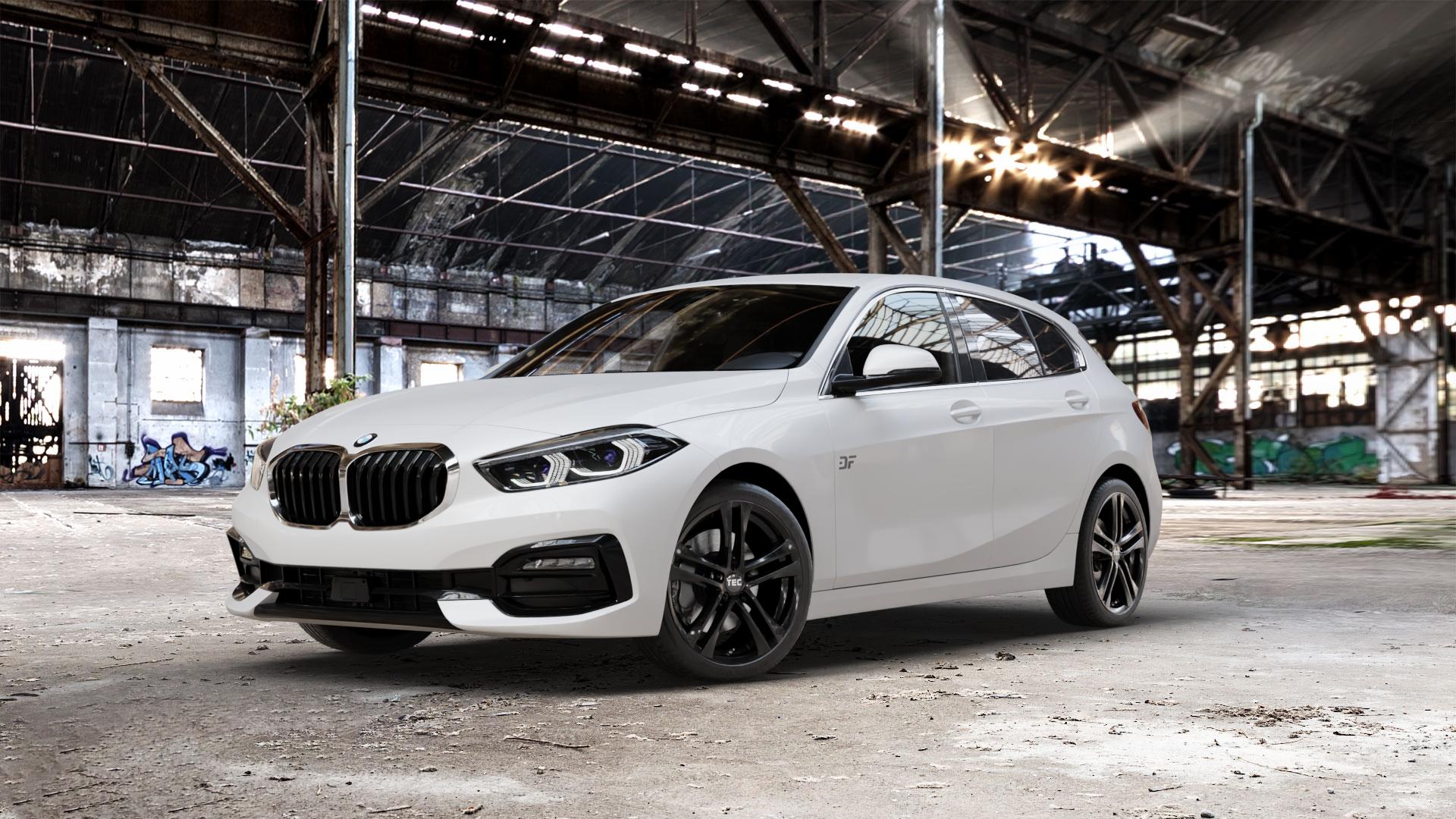 Tec Speedwheels AS4 Schwarz Glanz Felge mit Reifen in 18Zoll Winterfelge Alufelge auf weissem BMW 1 M135i xDrive Typ F40 2,0l 225kW (306 PS) 116d 1,5l 85kW (116 118d 110kW (150 100kW (136 118i 103kW (140 120d 140kW (190 116i 80kW (109 120i 131kW (178 128t ⬇️ mit 15mm Tieferlegung ⬇️ Old Industrial Hall_max_5300mm_2024 Frontansicht_1