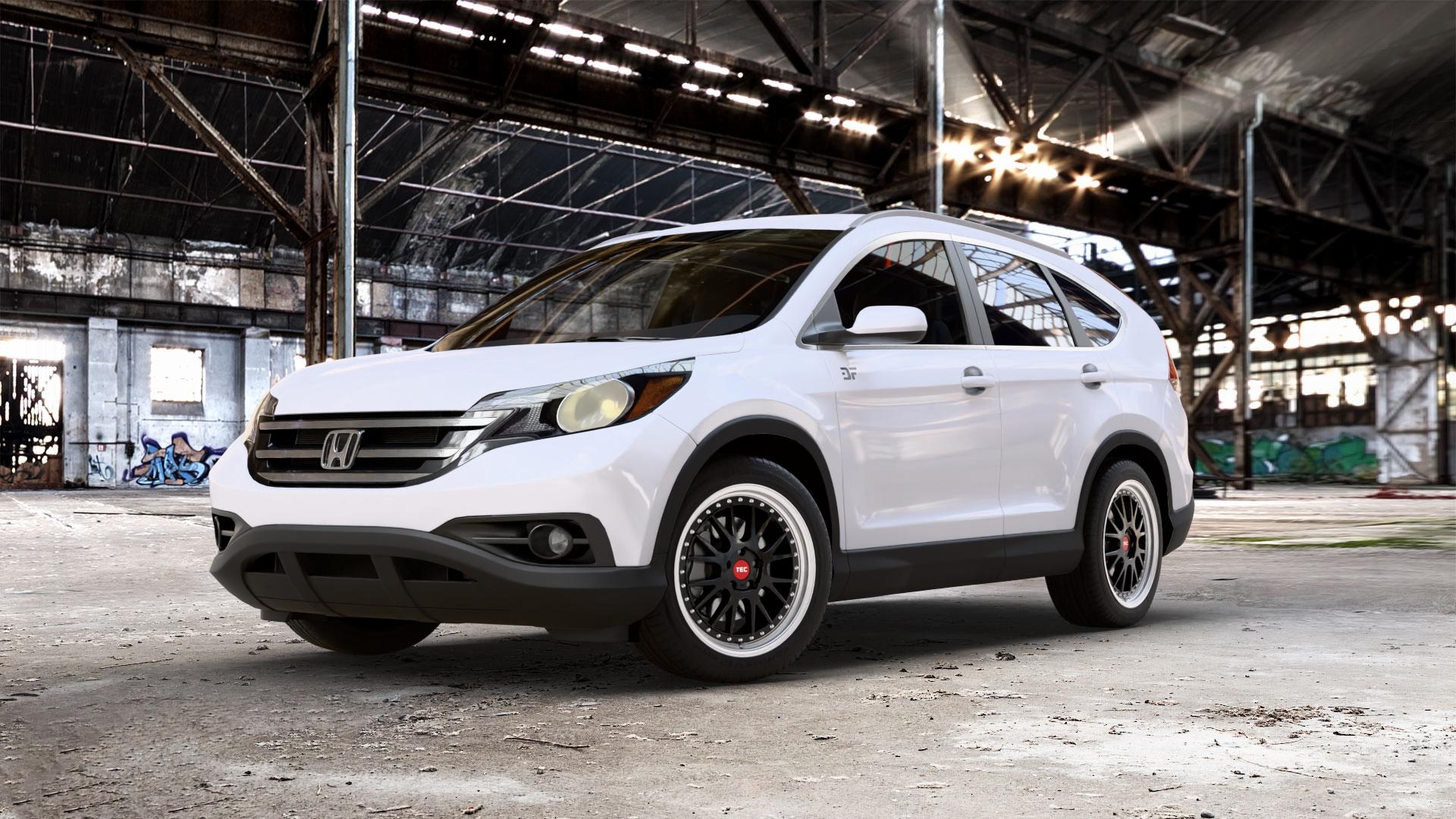 Tec Speedwheels GT EVO Schwarz Glanz Hornpoliert Felge mit Reifen silber mehrfarbig in 19Zoll Alufelge auf weissem Honda CR-V IV (RE5, RE6) 2,2l i-DTEC (RE6) 110kW 4WD (150 PS) 2,0l i-VTEC (RE5) 114kW (155 2WD 1,6l 88kW (120 BiTurbo 118kW (160 ⬇️ mit 15mm Tieferlegung ⬇️ Old Industrial Hall_max_5300mm_2024 Frontansicht_1
