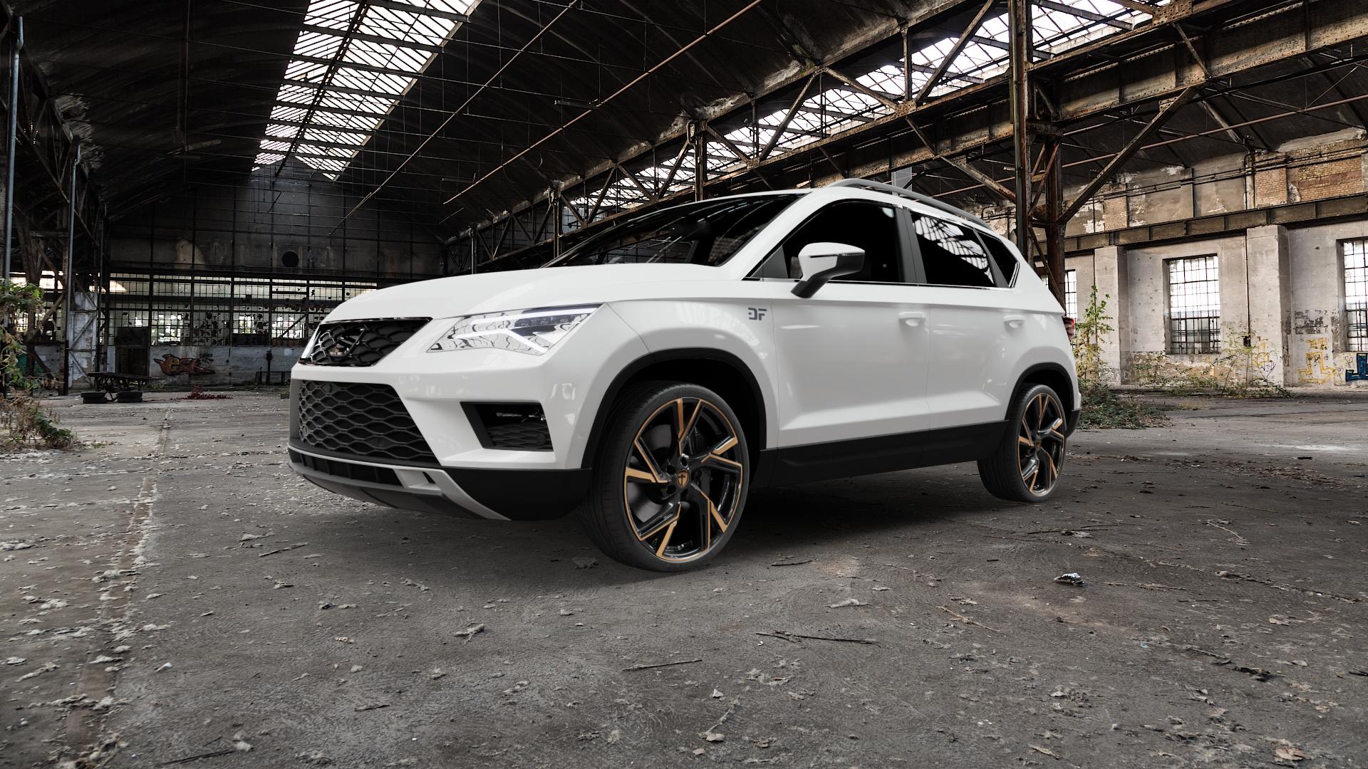 TOMASON AR1 black copper Felge mit Reifen schwarz bronze in 20Zoll Alufelge auf weissem Seat Ateca Typ 5FP X-Perience ⬇️ mit 15mm Tieferlegung ⬇️ Old Industrial Hall_max5000mm_2022 Frontansicht_1
