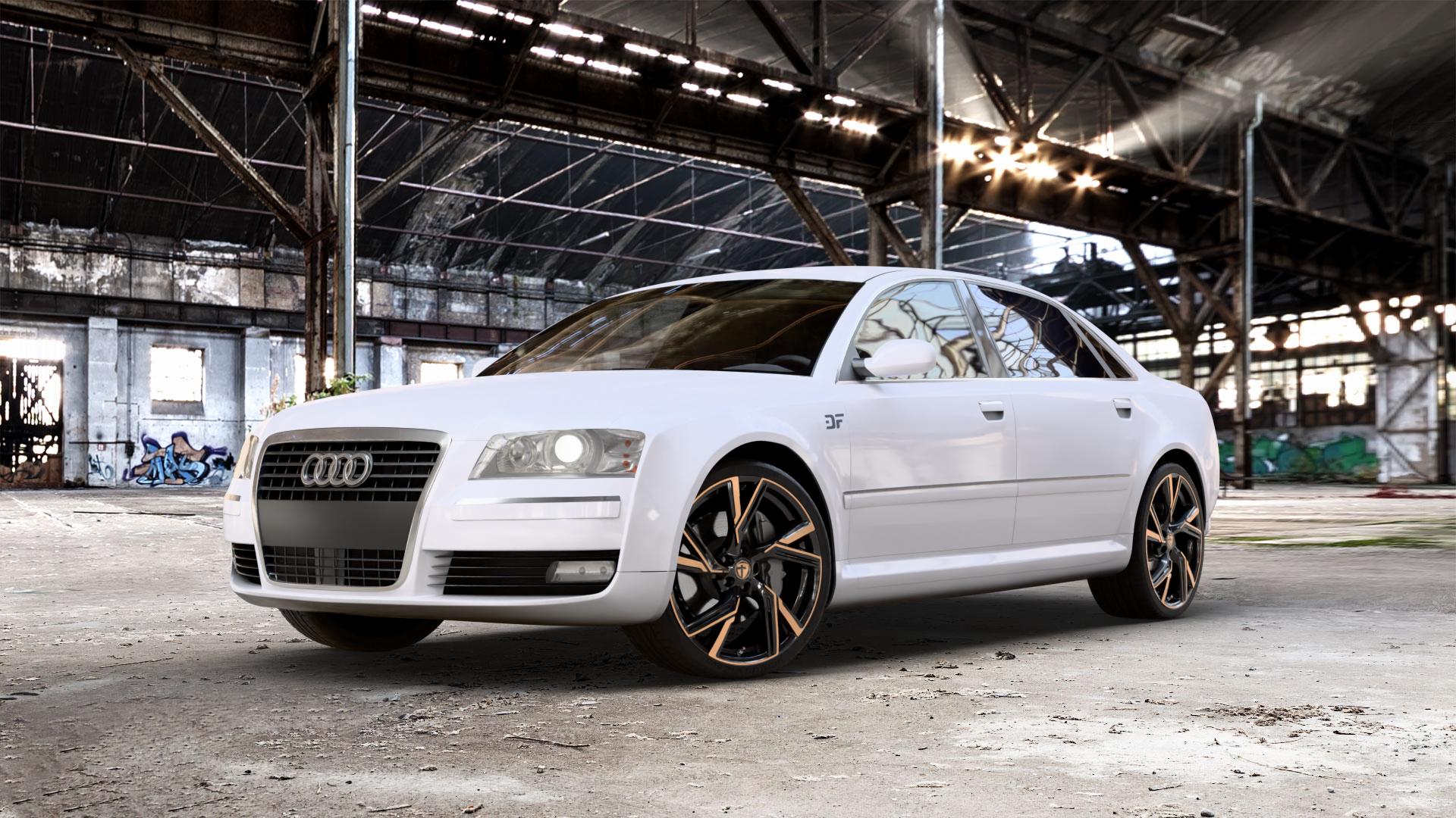 TOMASON AR1 black copper Felge mit Reifen schwarz bronze in 21Zoll Alufelge auf weissem Audi A8 Typ D3/4E 3,7l quattro 206kW (280 PS) 4,2l 246kW (334 3,0l 162kW (220 3,2l FSI 191kW (260 TDI 155kW (211 171kW (232 4,0l 202kW (275 240kW (326 2,8l 154kW ⬇️ mit 15mm Tieferlegung ⬇️ Old Industrial Hall_max_5300mm_2024 Frontansicht_1