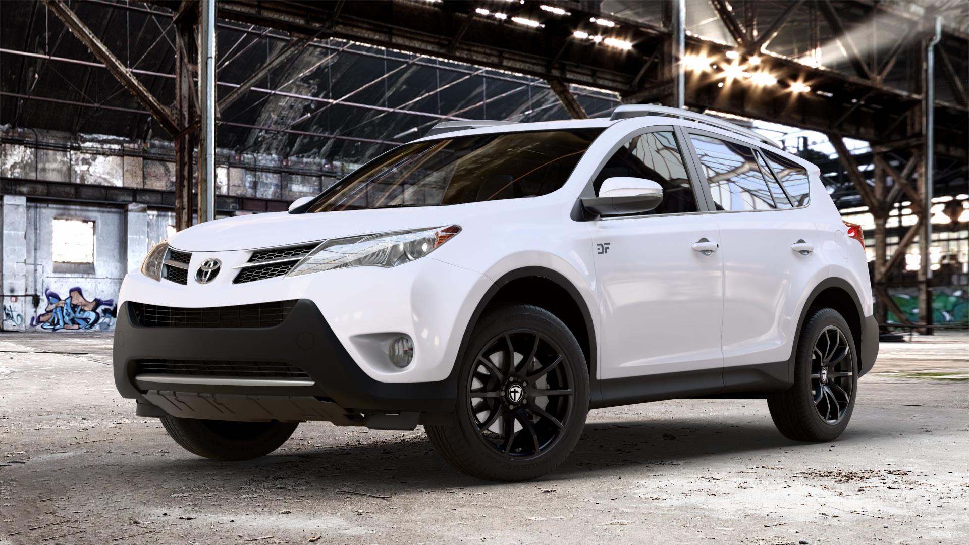 TOMASON TN1 black painted Felge mit Reifen schwarz in 18Zoll Winterfelge Alufelge auf weissem Toyota RAV 4 IV Typ XA3(a) Facelift XA3(a), XA4 ⬇️ mit 15mm Tieferlegung ⬇️ Old Industrial Hall_max_4400mm_2024 Frontansicht_1