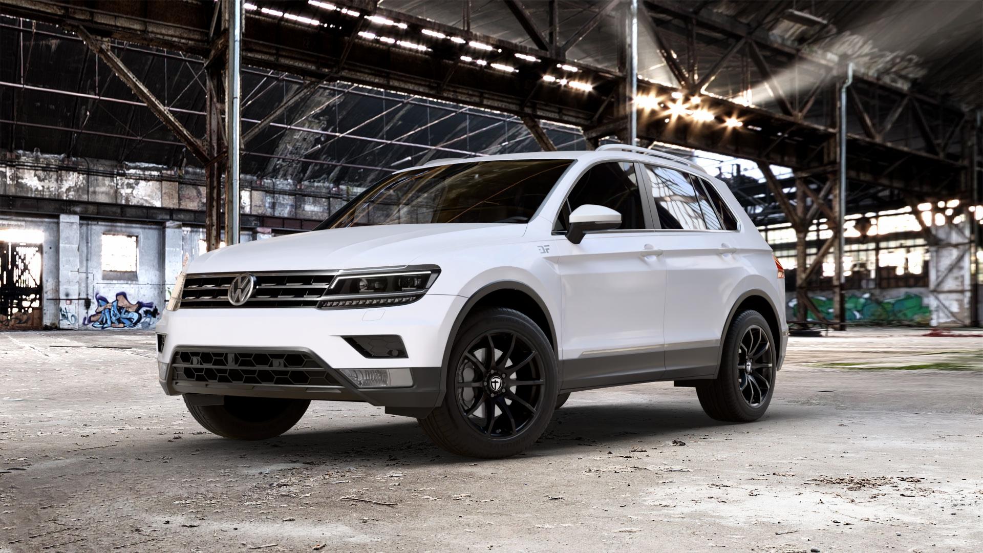 TOMASON TN1 black painted Felge mit Reifen schwarz in 18Zoll Winterfelge Alufelge auf weissem Volkswagen (VW) Tiguan II Typ 5N 2,0l TSI 4Motion 132kW (179 PS) TDI 110kW (150 1,4l 92kW (125 85kW (116 1,5l 96kW (131 1,6l ⬇️ mit 15mm Tieferlegung ⬇️ Old Industrial Hall_max_5300mm_2024 Frontansicht_1