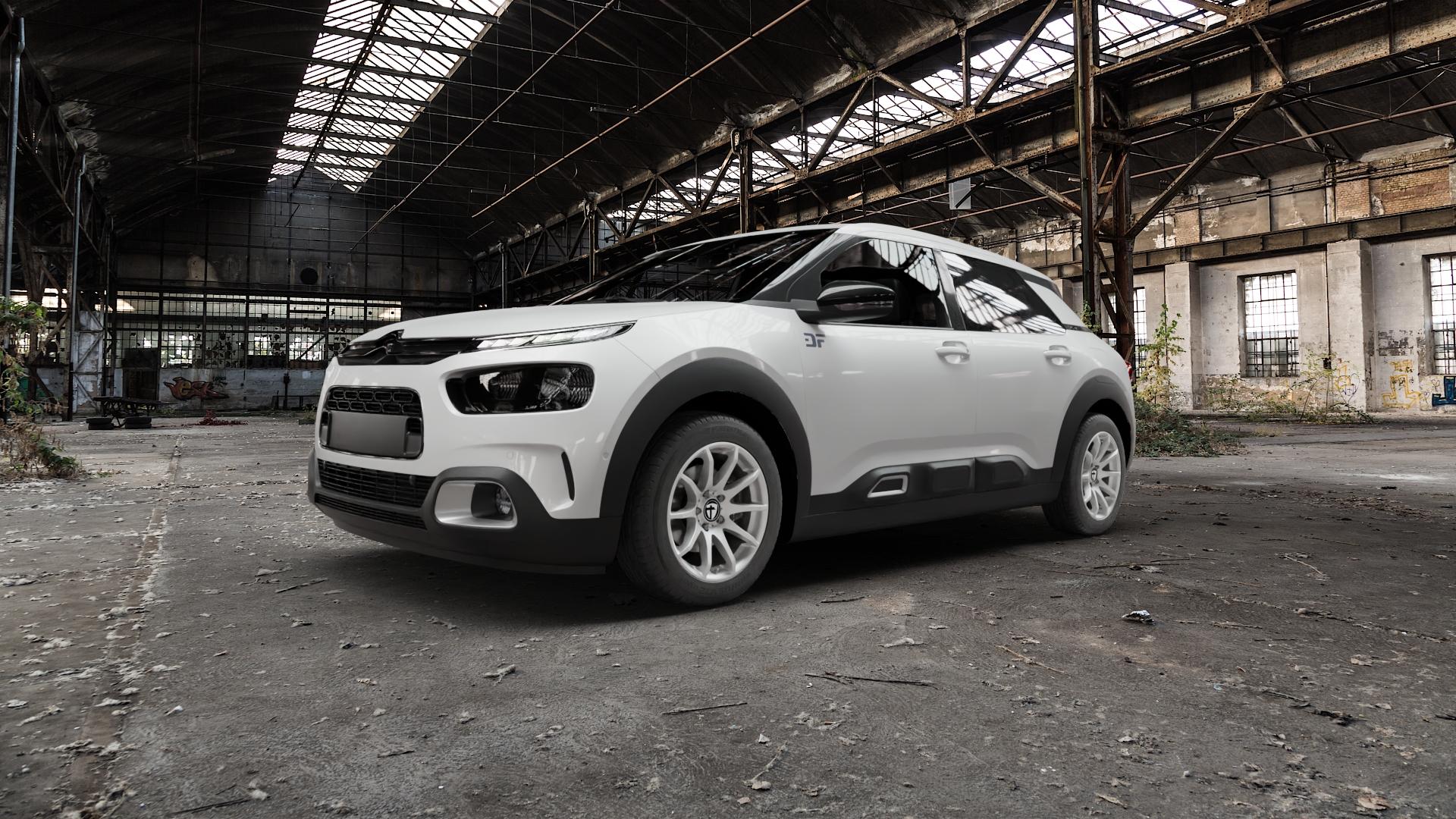 TOMASON TN1 bright silver Felge mit Reifen silber in 16Zoll Winterfelge Alufelge auf weissem Citroen C4 Cactus Typ 0 Facelift ⬇️ mit 15mm Tieferlegung ⬇️ Old Industrial Hall_max5000mm_2022 Frontansicht_1
