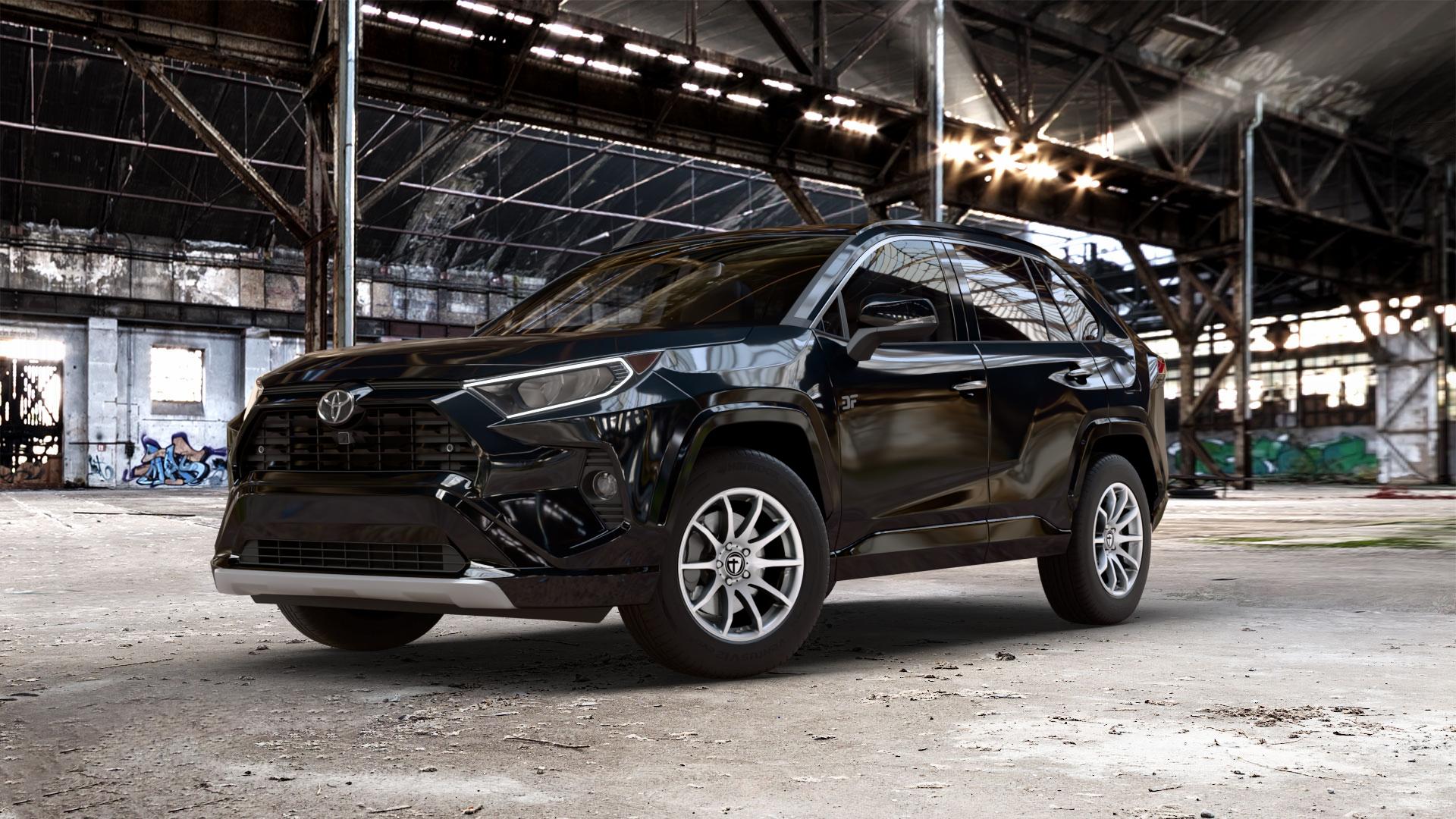 TOMASON TN1 bright silver Felge mit Reifen silber in 17Zoll Winterfelge Alufelge auf metallic schwarzem Toyota RAV 4 V Typ XA5(EU,M) Rav ⬇️ mit 15mm Tieferlegung ⬇️ Old Industrial Hall_max_5300mm_2024 Frontansicht_1