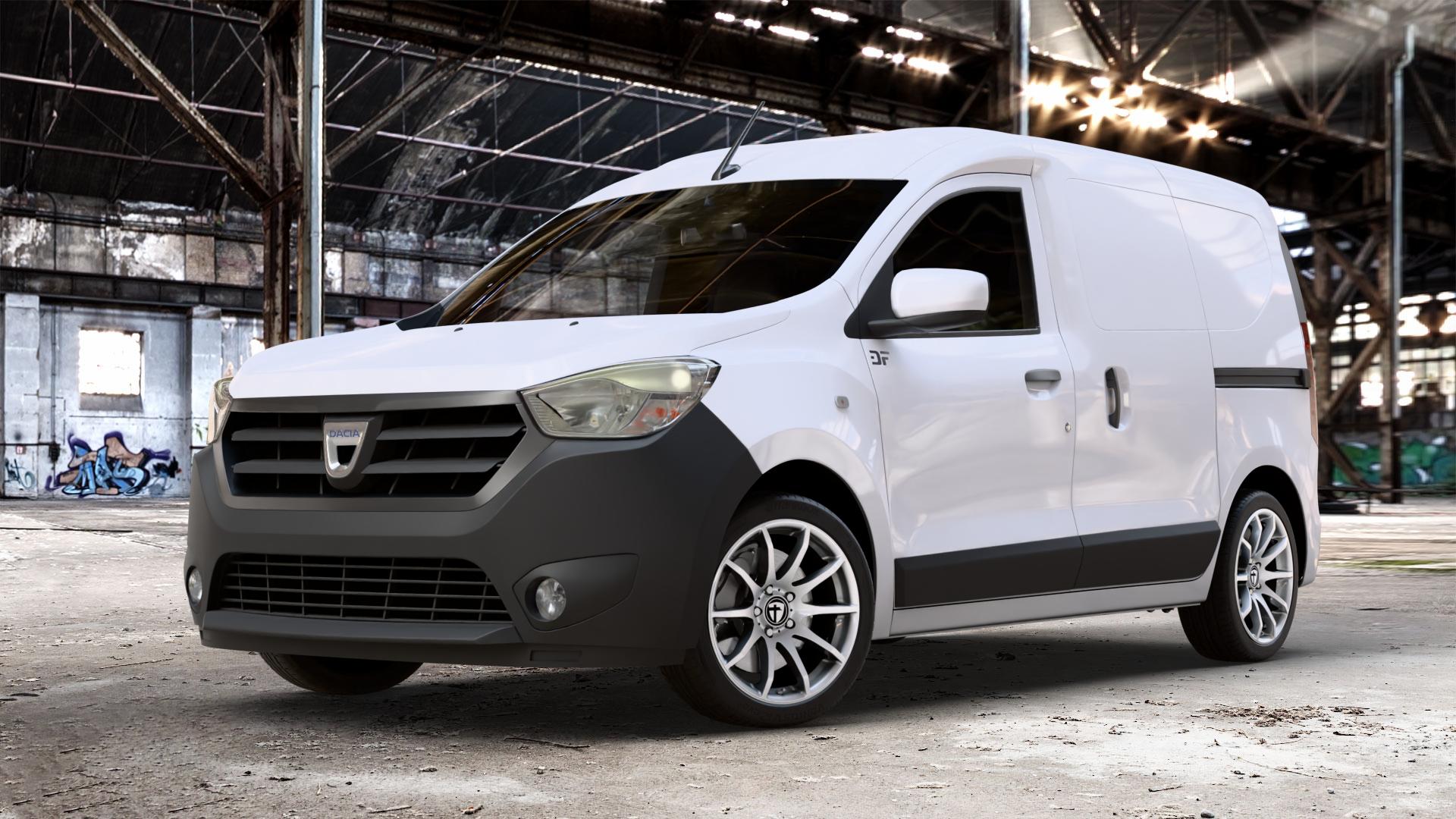 TOMASON TN1 bright silver Felge mit Reifen silber in 17Zoll Winterfelge Alufelge auf weissem Dacia Dokker Express Typ SD 1,2l 16V 84kW (114 PS) 1,5l dCi 55kW (75 66kW (90 1,6l MPI 61kW (83 LPG ⬇️ mit 15mm Tieferlegung ⬇️ Old Industrial Hall_max_4400mm_2024 Frontansicht_1