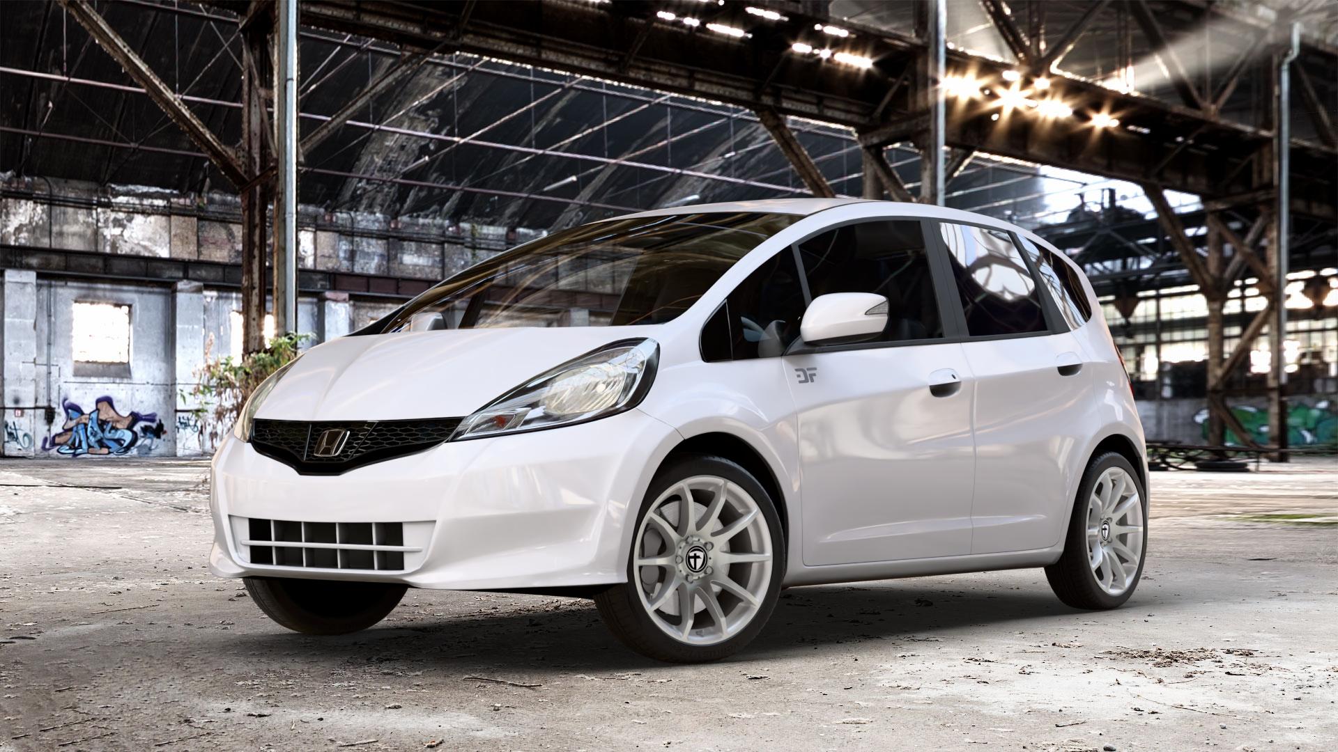TOMASON TN1 bright silver Felge mit Reifen silber in 17Zoll Winterfelge Alufelge auf weissem Honda Jazz III Facelift (GG, GE) 1,4l i-VTEC 73kW GG6 (99 PS) GE6 GG3 1,2l 66kW GG1 (90 GG5 GG2 1,3l IMA Hybrid 65kW GP1 (88 ⬇️ mit 15mm Tieferlegung ⬇️ Old Industrial Hall_max_4400mm_2024 Frontansicht_1