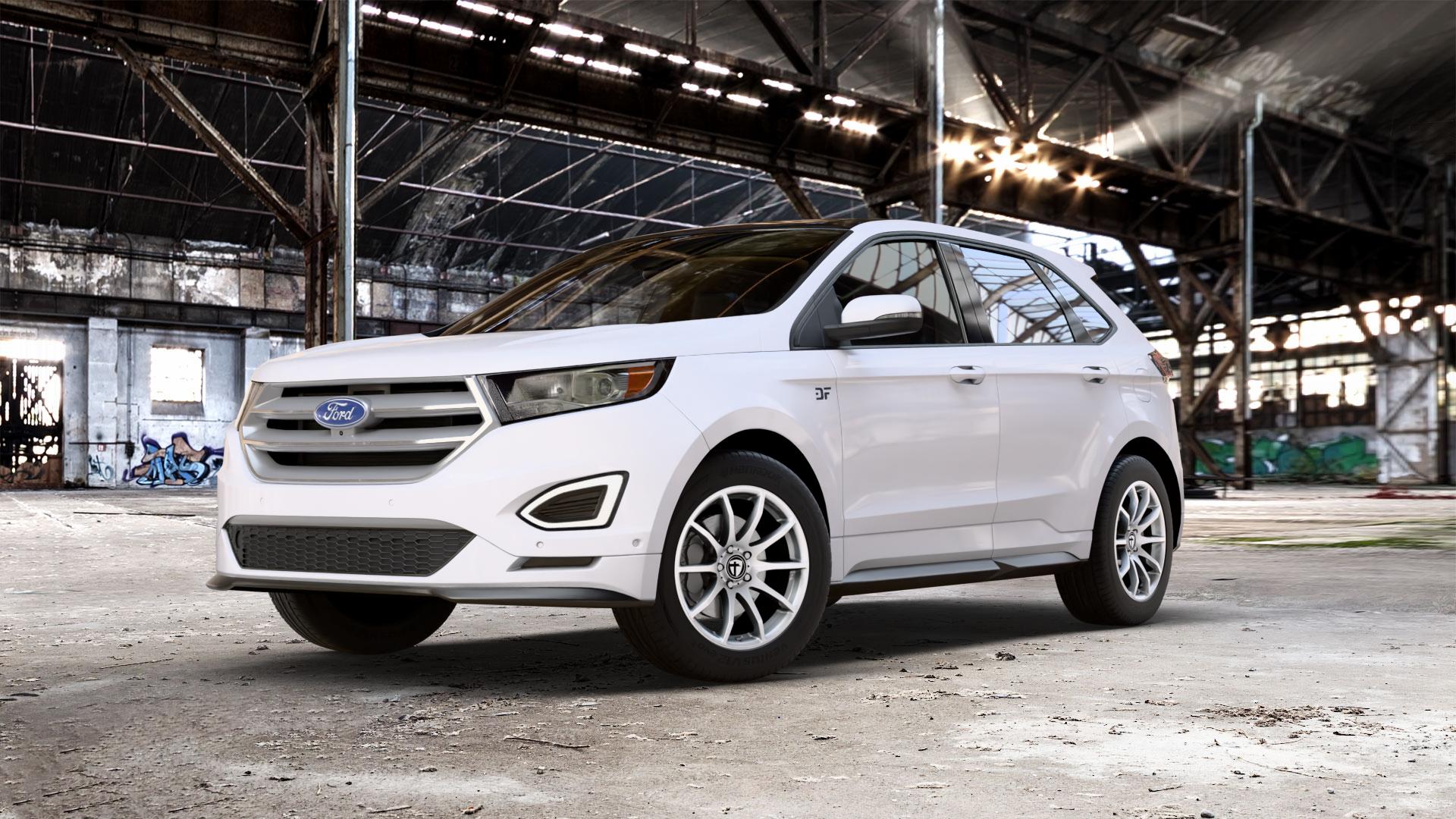 TOMASON TN1 bright silver Felge mit Reifen silber in 18Zoll Winterfelge Alufelge auf weissem Ford Edge Typ SBF 2,0l TDCi AWD 132kW (179 PS) 155kW (211 ⬇️ mit 15mm Tieferlegung ⬇️ Old Industrial Hall_max_5300mm_2024 Frontansicht_1