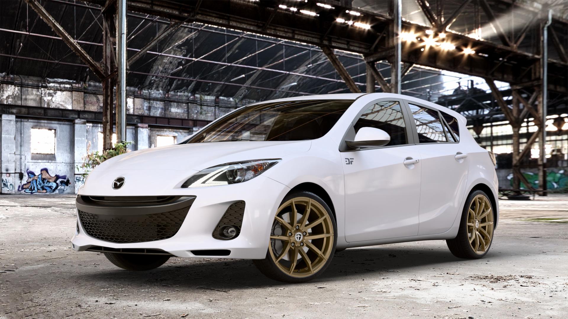 TOMASON TN10 mattbronze Felge mit Reifen in 19Zoll Alufelge auf weissem Mazda 3 (09-) Sport (BL) 1,6l MZR 77kW (105 PS) 2,0l 110kW (150 2,3l MPS 191kW (260 MZR-CD 80kW (109 2,2l 136kW (185 85kW (116 MZR-DISI 111kW (151 ⬇️ mit 15mm Tieferlegung ⬇️ Old Industrial Hall_max_4400mm_2024 Frontansicht_1