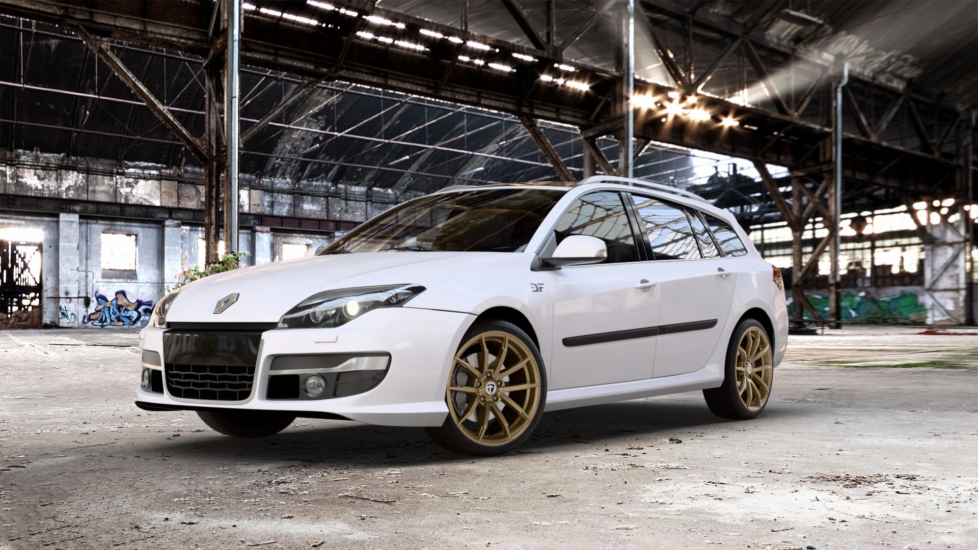 TOMASON TN10 mattbronze Felge mit Reifen in 19Zoll Alufelge auf weissem Renault Laguna III Grandtour Typ T ⬇️ mit 15mm Tieferlegung ⬇️ Old Industrial Hall_max_5300mm_2024 Frontansicht_1