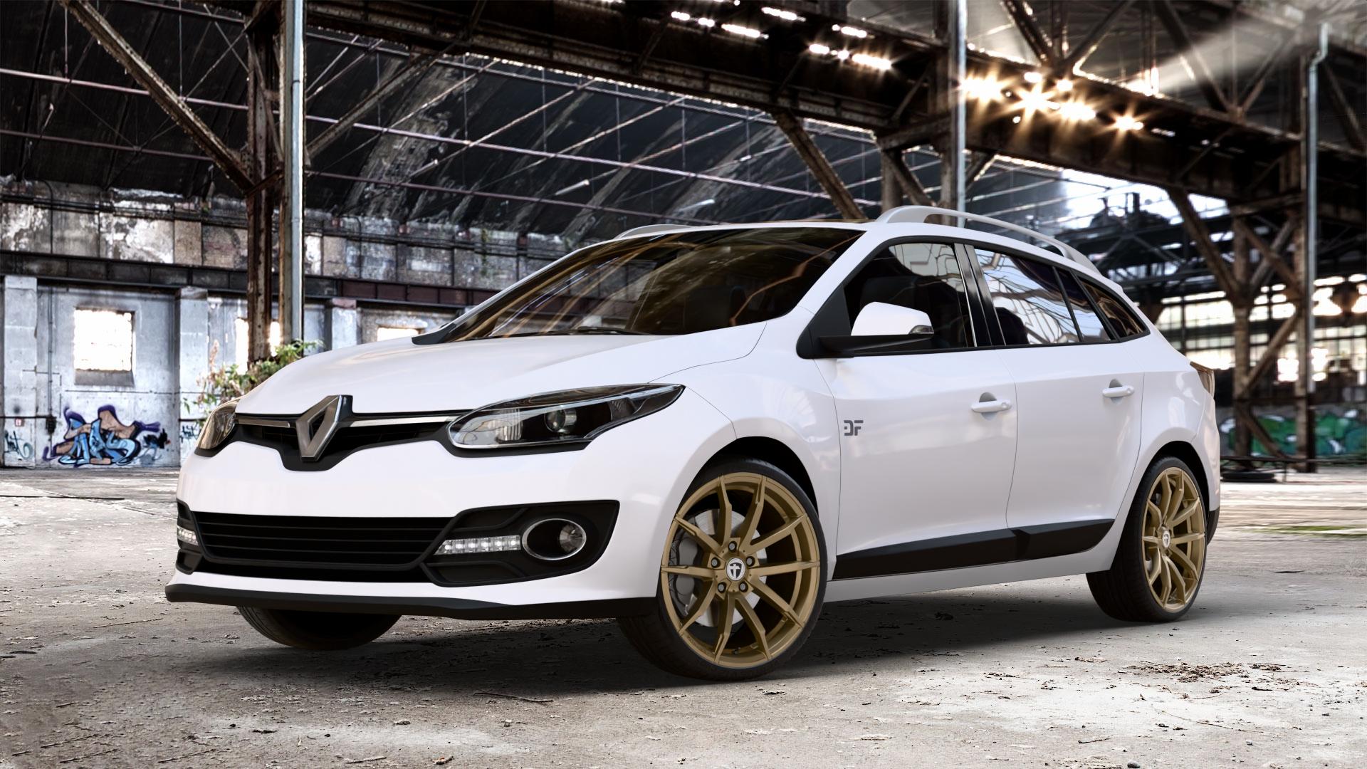 TOMASON TN10 mattbronze Felge mit Reifen in 19Zoll Alufelge auf weissem Renault Megane III Grandtour Typ Z ⬇️ mit 15mm Tieferlegung ⬇️ Old Industrial Hall_max_4400mm_2024 Frontansicht_1