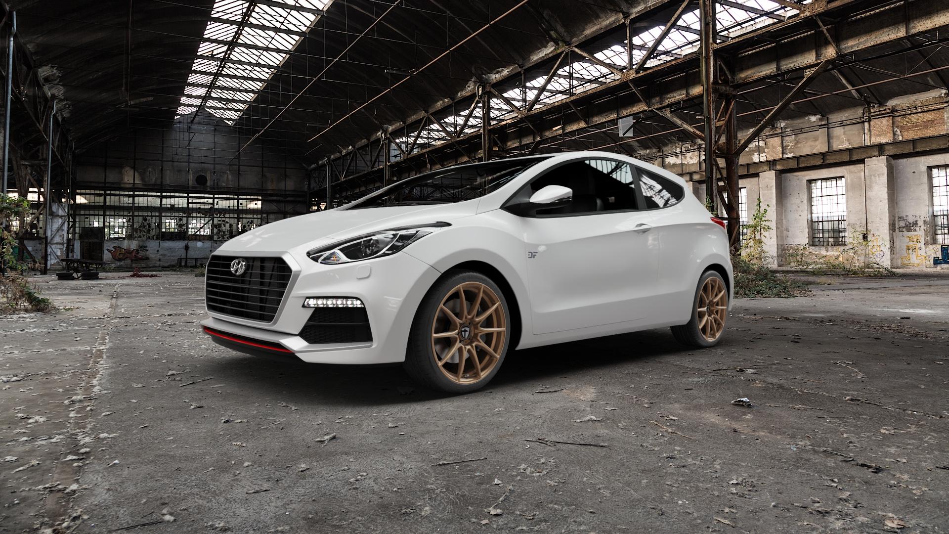 TOMASON TN25 Superlight mattbronze Felge mit Reifen in 18Zoll Alufelge auf weissem Hyundai i30 Typ GDH Coupe Facelift ⬇️ mit 15mm Tieferlegung ⬇️ Old Industrial Hall_max5000mm_2022 Frontansicht_1