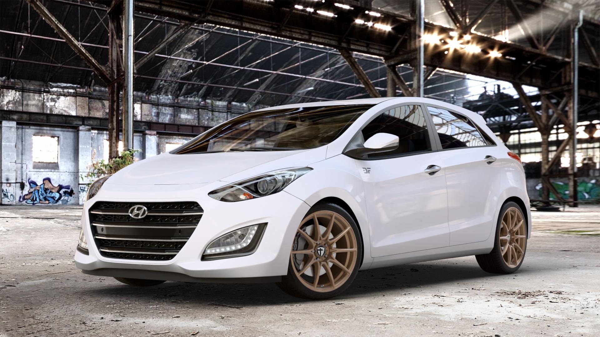 TOMASON TN25 Superlight mattbronze Felge mit Reifen in 18Zoll Alufelge auf weissem Hyundai i30 Typ GDH Facelift ⬇️ mit 15mm Tieferlegung ⬇️ Old Industrial Hall_max_4400mm_2024 Frontansicht_1