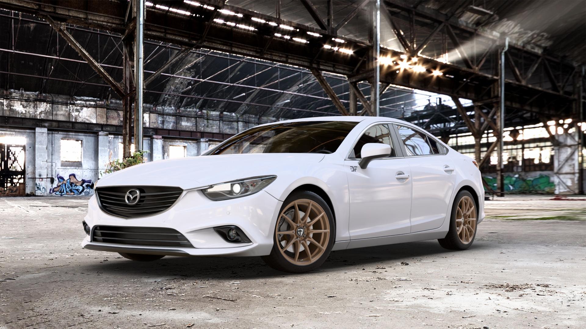 TOMASON TN25 Superlight mattbronze Felge mit Reifen in 18Zoll Alufelge auf weissem Mazda 6 III (12-15) Limousine (GJ/GH) (15-18) (GH) Facelift (GJ) ⬇️ mit 15mm Tieferlegung ⬇️ Old Industrial Hall_max_5300mm_2024 Frontansicht_1