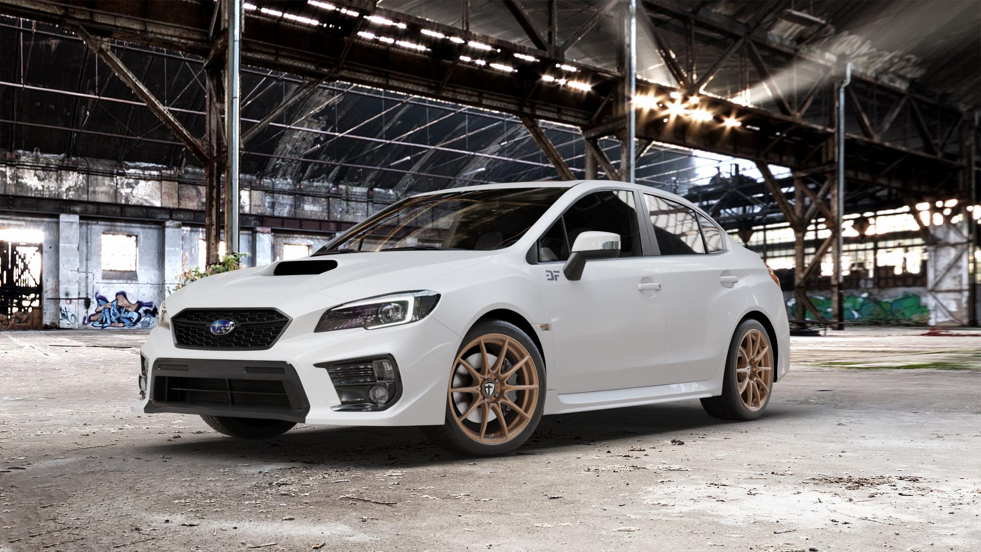 TOMASON TN25 Superlight mattbronze Felge mit Reifen in 18Zoll Alufelge auf weissem Subaru WRX Typ V1 Model 2018 ⬇️ mit 15mm Tieferlegung ⬇️ Old Industrial Hall_max_5300mm_2024 Frontansicht_1