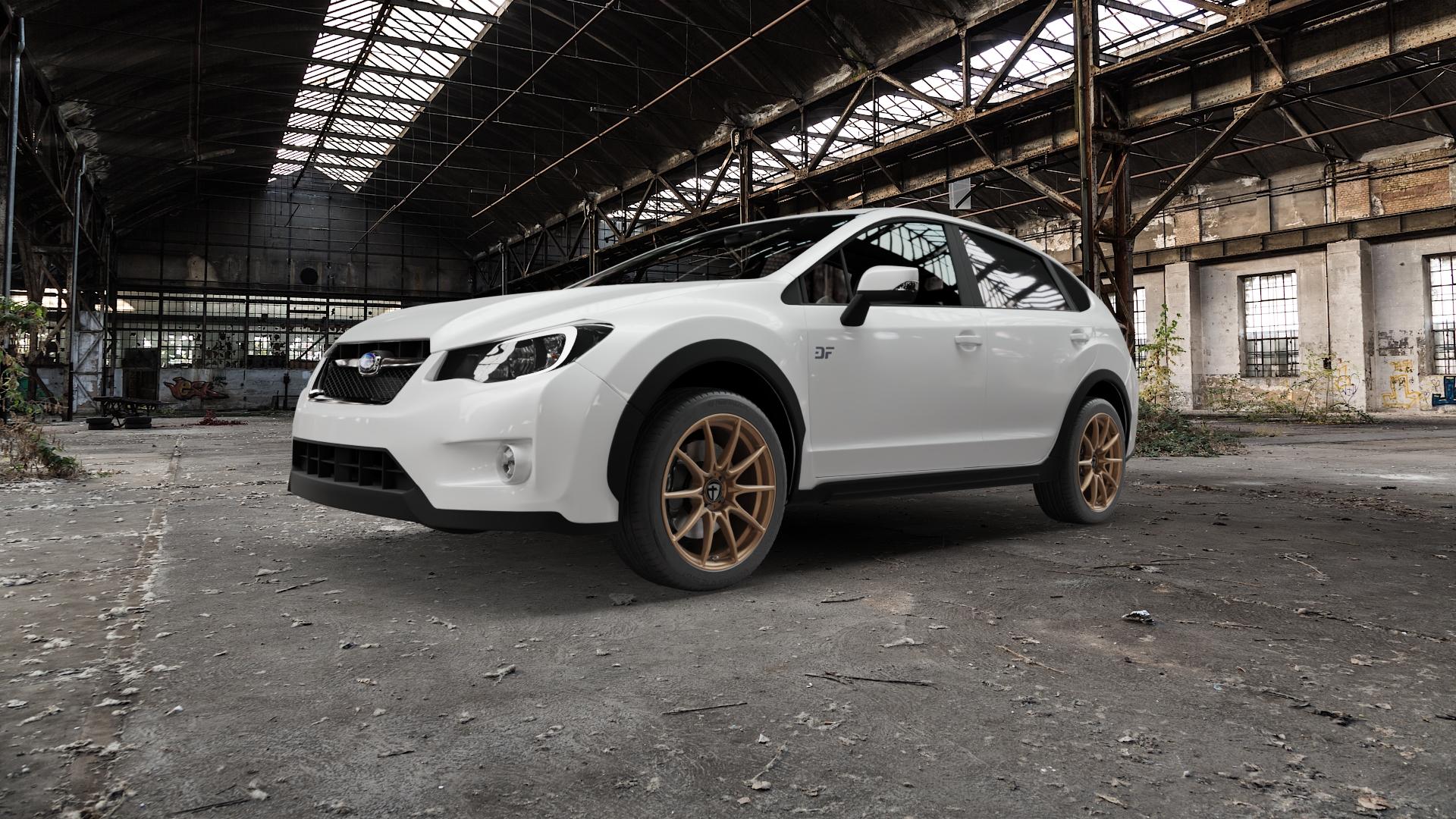TOMASON TN25 Superlight mattbronze Felge mit Reifen in 18Zoll Alufelge auf weissem Subaru XV Typ G4 1,6l 84kW (114 PS) 2,0l 110kW (150 D 108kW (147 ⬇️ mit 15mm Tieferlegung ⬇️ Old Industrial Hall_max5000mm_2022 Frontansicht_1