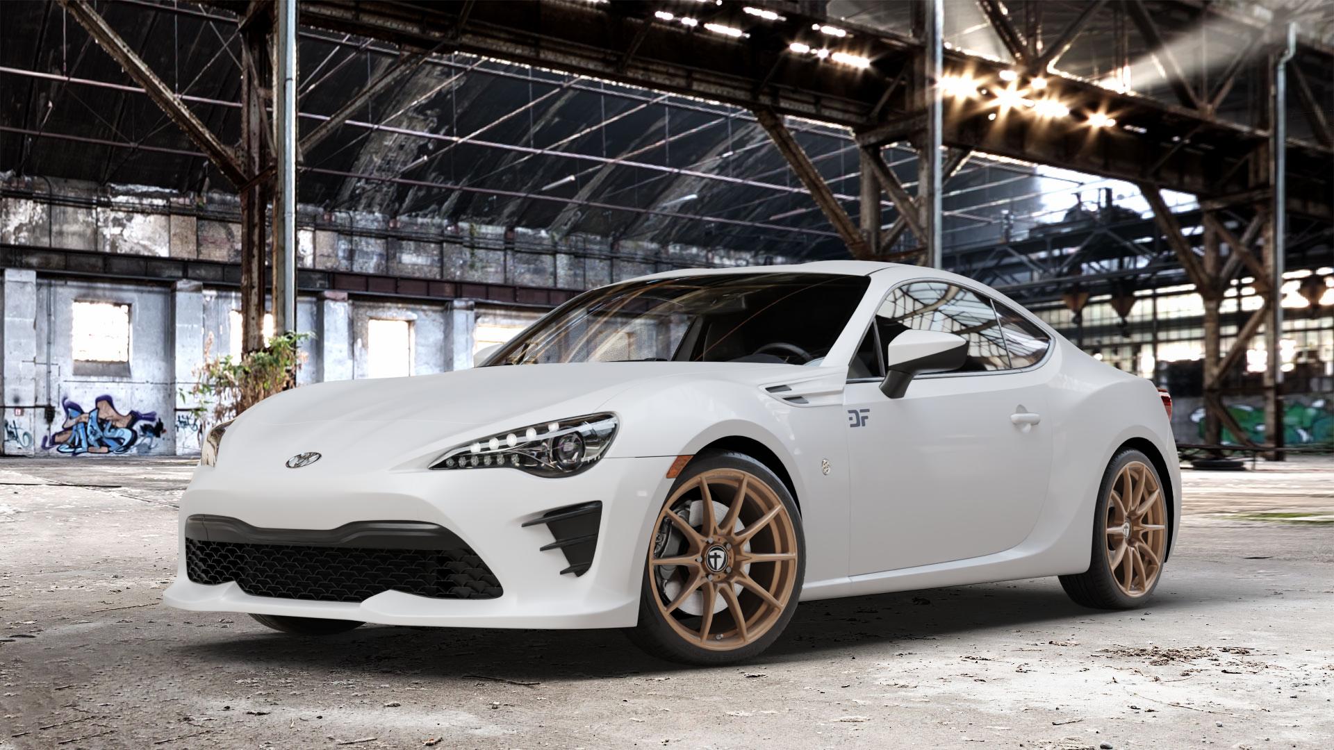 TOMASON TN25 Superlight mattbronze Felge mit Reifen in 18Zoll Alufelge auf weissem Toyota GT86 Typ GC/GF ZN Facelift ⬇️ mit 15mm Tieferlegung ⬇️ Old Industrial Hall_max_4400mm_2024 Frontansicht_1
