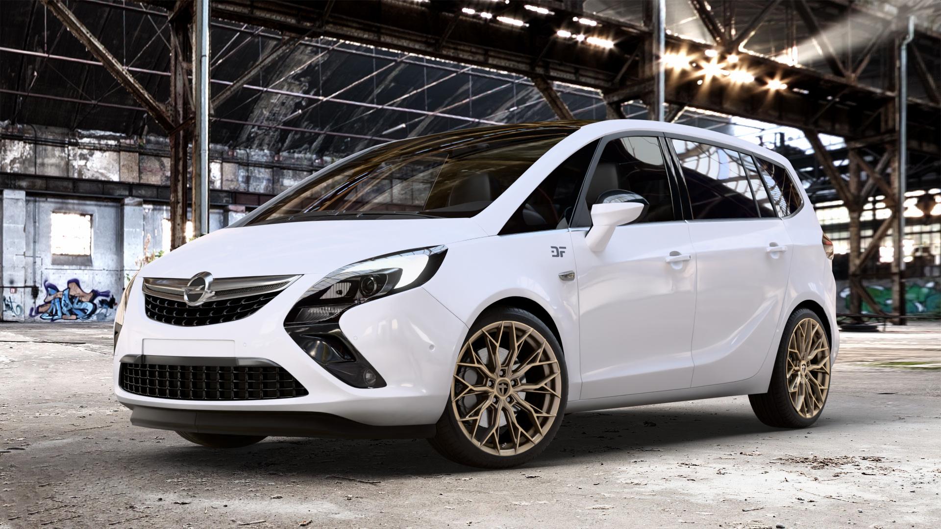 TOMASON TN31 bronze Felge mit Reifen in 19Zoll Alufelge auf weissem Opel Zafira C Tourer ⬇️ mit 15mm Tieferlegung ⬇️ Old Industrial Hall_max_4400mm_2024 Frontansicht_1