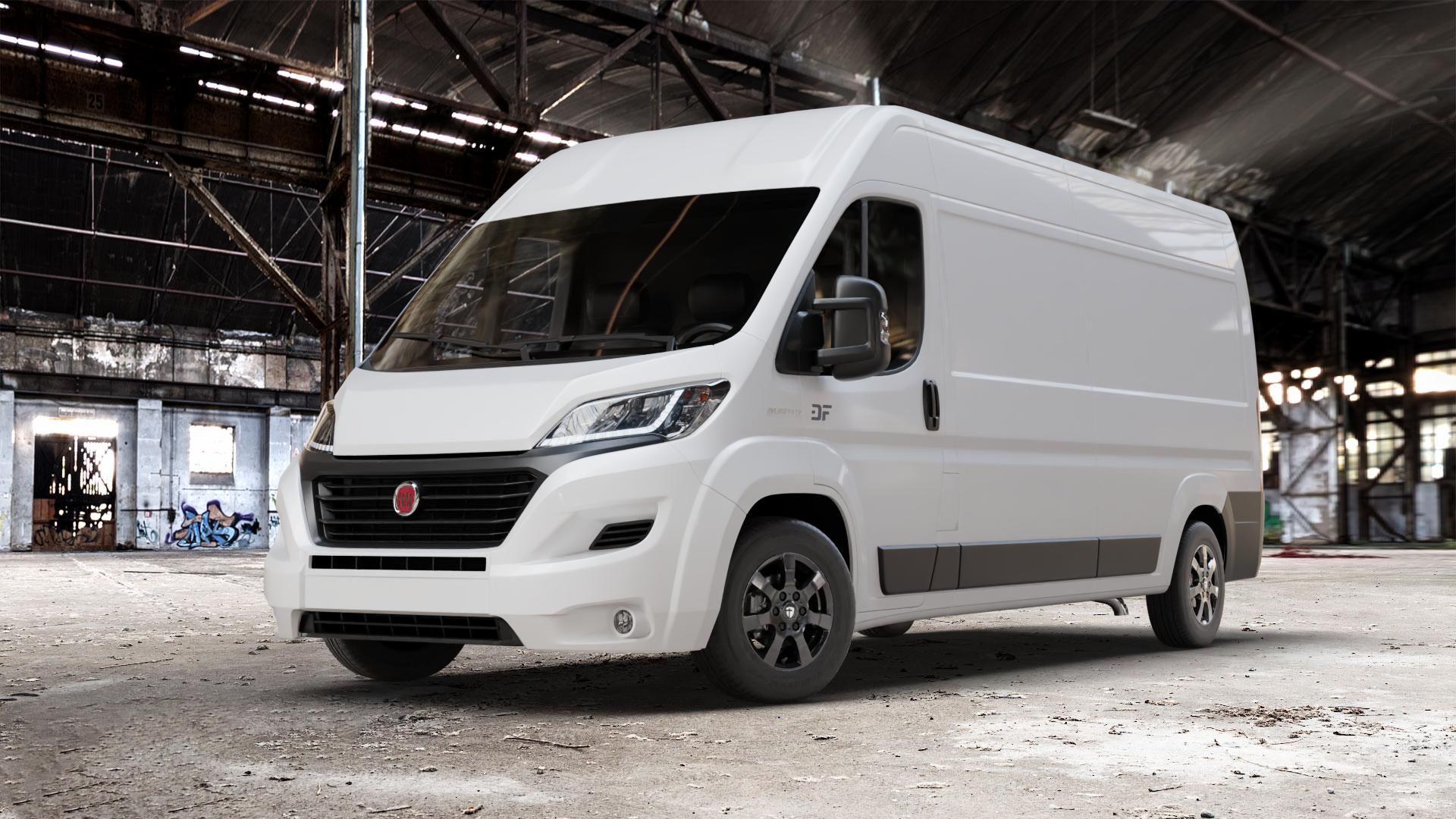 TOMASON TN3F black painted Felge mit Reifen schwarz in 16Zoll Winterfelge Alufelge auf weissem Fiat Ducato Kasten Typ 250 Facelift 2,3l D 83kW 110 Multijet (113 PS) 109kW 150 (148 103kW 140 (140 118kW 160 (160 88kW 120 (120 3,0l CNG 100kW Natural Power (13 ⬇️ mit 15mm Tieferlegung ⬇️ Old Industrial Hall_max_7000mm_2024 Frontansicht_1