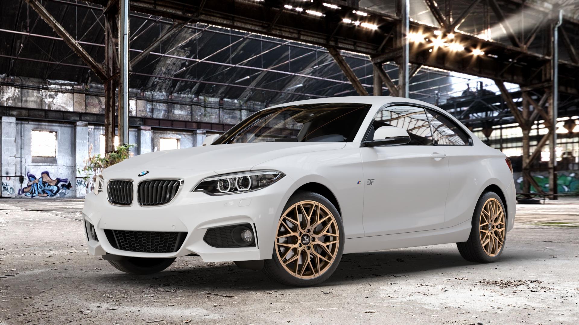 Ultrawheels UA1E BRONZE MATT Felge mit Reifen in 18Zoll Winterfelge Alufelge auf weissem BMW 2 M235i Typ F22 (Coupe) 3,0l 240kW (326 PS) xDrive M240i 250kW (340 ⬇️ mit 15mm Tieferlegung ⬇️ Old Industrial Hall_max_4400mm_2024 Frontansicht_1