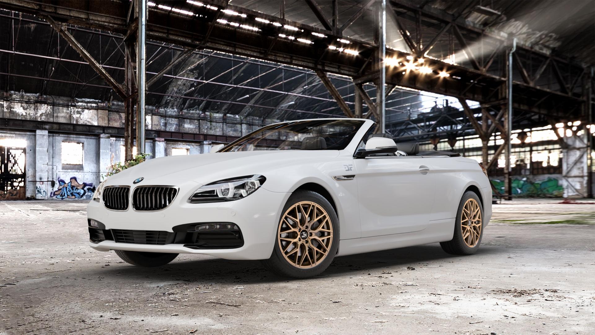 Ultrawheels UA1E BRONZE MATT Felge mit Reifen in 18Zoll Winterfelge Alufelge auf weissem BMW M6 Typ E64 (Cabrio) 640i F12 640d 650i xDrive 6er Cabrio (663C) (6C) ⬇️ mit 15mm Tieferlegung ⬇️ Old Industrial Hall_max_5300mm_2024 Frontansicht_1