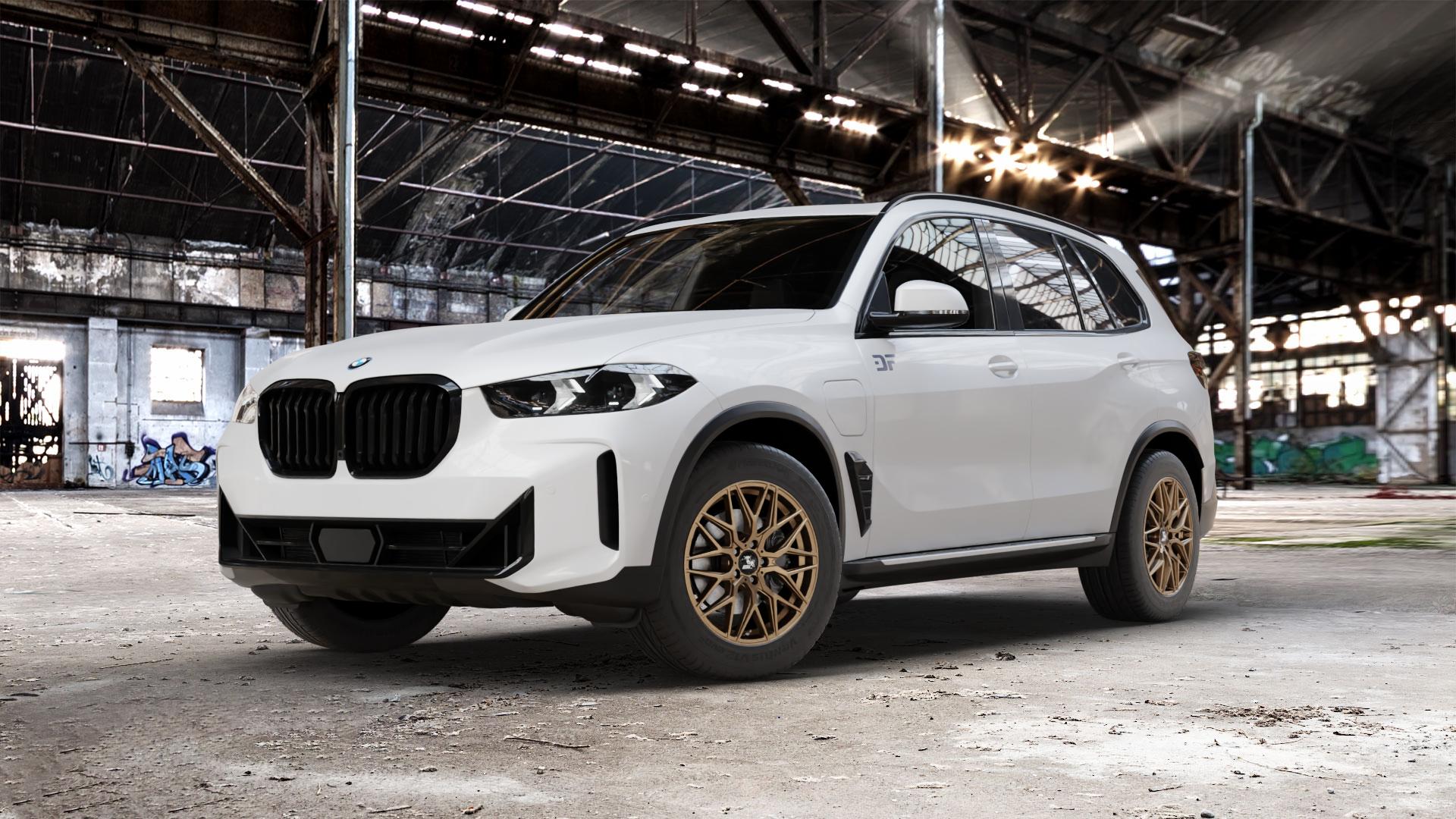 Ultrawheels UA1E BRONZE MATT Felge mit Reifen in 18Zoll Winterfelge Alufelge auf weissem BMW X5 Typ G05 (G5X) Facelift ⬇️ mit 15mm Tieferlegung ⬇️ Old Industrial Hall_max_5300mm_2024 Frontansicht_1