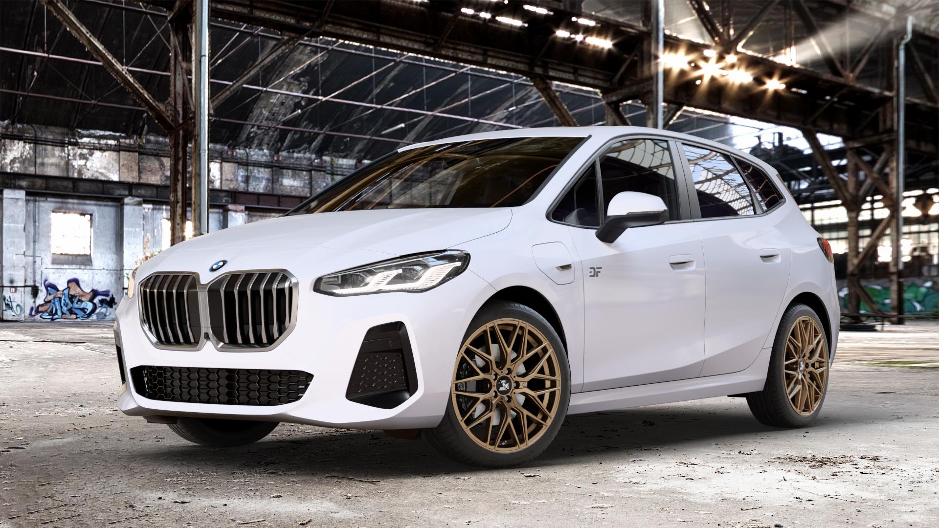 Ultrawheels UA1E BRONZE MATT Felge mit Reifen in 19Zoll Winterfelge Alufelge auf weissem BMW 2er U06 Active Tourer (U2AT) ⬇️ mit 15mm Tieferlegung ⬇️ Old Industrial Hall_max_4400mm_2024 Frontansicht_1