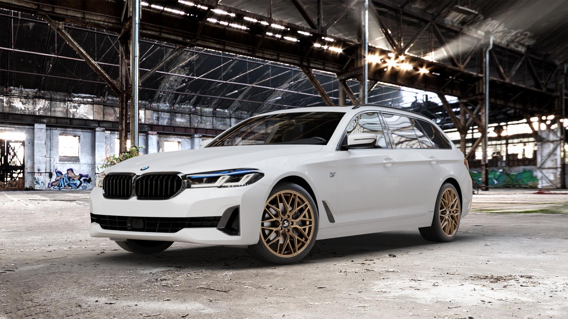 Ultrawheels UA1E BRONZE MATT Felge mit Reifen in 19Zoll Winterfelge Alufelge auf weissem BMW 5er G31 Touring (G5K) Facelift ⬇️ mit 15mm Tieferlegung ⬇️ Old Industrial Hall_max_5300mm_2024 Frontansicht_1