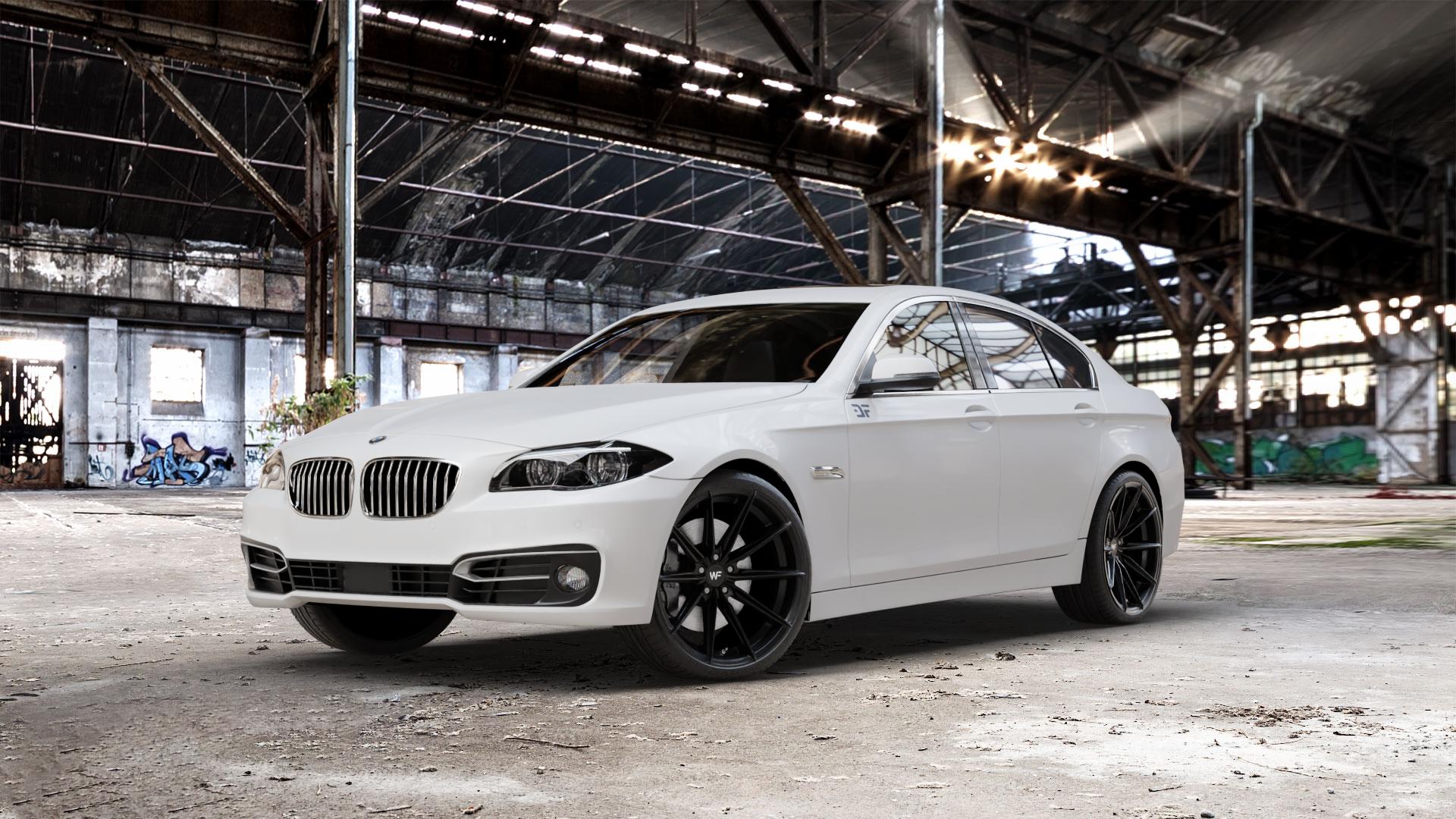 Wheelforce CF.3-FFR DEEP BLACK Felge mit Reifen schwarz in 20Zoll Winterfelge Alufelge auf weissem BMW 523i Typ F10 (Limousine) 528i 535i 550i 520d 525d 530d 535d xDrive 520i 530i M5 M550d 518d ActiveHybrid 5L (F10) 5er Limousine (5L, HY) Lang (KL) ⬇️ mit 15mm Tieferlegung ⬇️ Old Industrial Hall_max_5300mm_2024 Frontansicht_1
