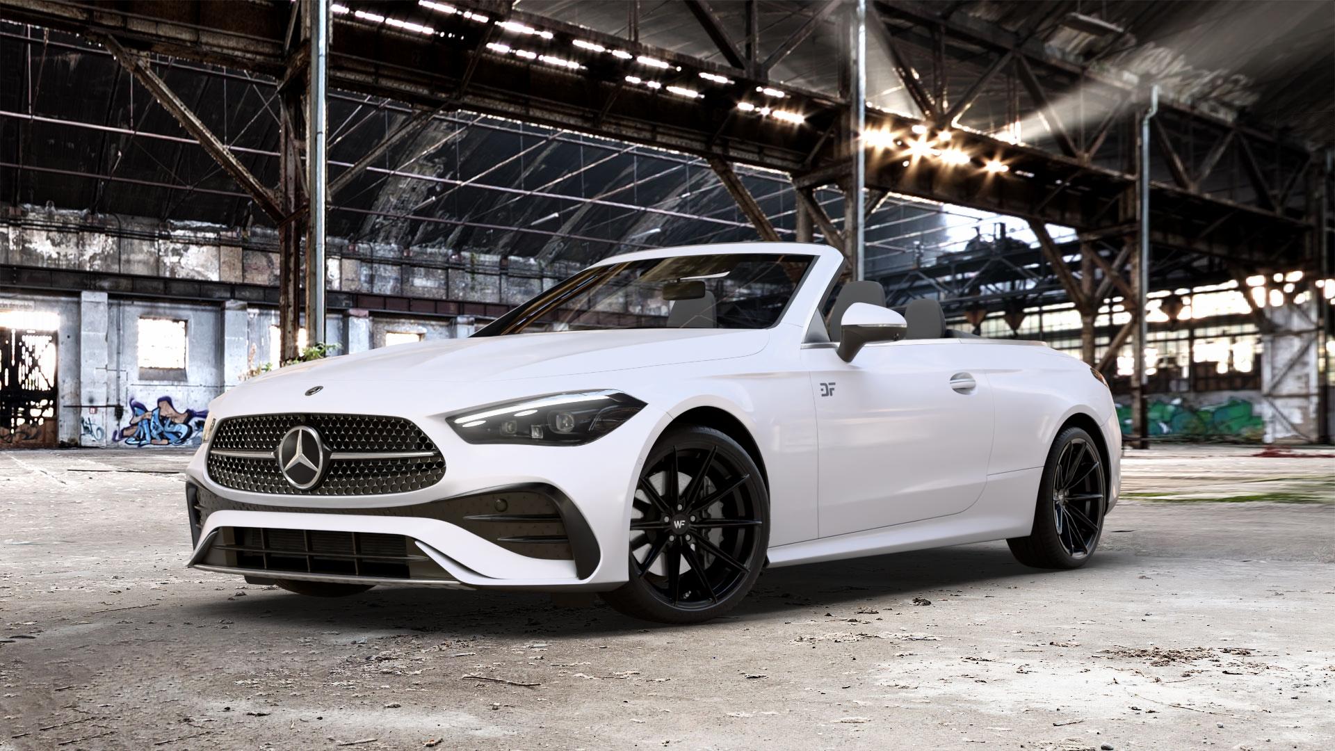 Wheelforce CF.3-FFR DEEP BLACK Felge mit Reifen schwarz in 20Zoll Winterfelge Alufelge auf weissem Mercedes CLE Typ C236 Cabrio 2,0l 180 125kW Mild-Hybrid (170 PS) 200 150kW (204 4Matic 220d 145kW (197 300 190kW (258 3,0l 450 280kW (381 AMG 53 330kW (449 ⬇️ mit 15mm Tieferlegung ⬇️ Old Industrial Hall_max_5300mm_2024 Frontansicht_1