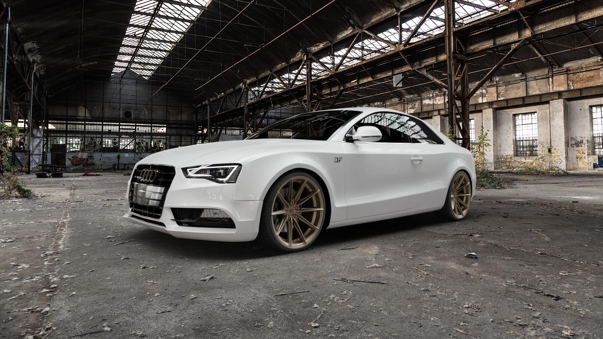 Wheelforce CF.3-FFR SATIN BRONZE Felge mit Reifen in 20Zoll Winterfelge Alufelge auf weissem Audi A5 Typ B8 (Cabriolet) Facelift (Coupé) ⬇️ mit 15mm Tieferlegung ⬇️ Old Industrial Hall_max5000mm_2022 Frontansicht_1
