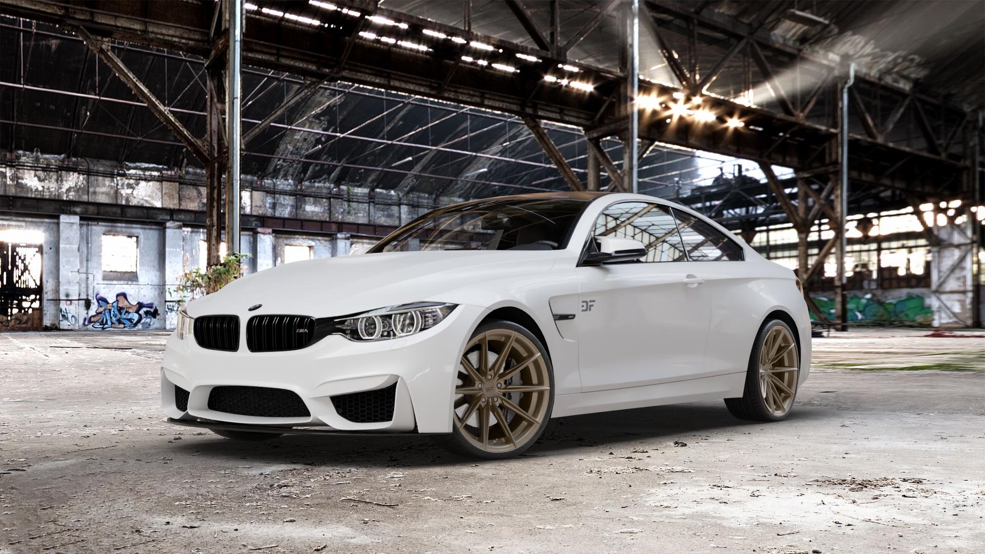 Wheelforce CF.3-FFR SATIN BRONZE Felge mit Reifen in 20Zoll Winterfelge Alufelge auf weissem BMW M4 CS Typ F82 3,0l 338kW (460 PS) (Coupe) ⬇️ mit 15mm Tieferlegung ⬇️ Old Industrial Hall_max_5300mm_2024 Frontansicht_1