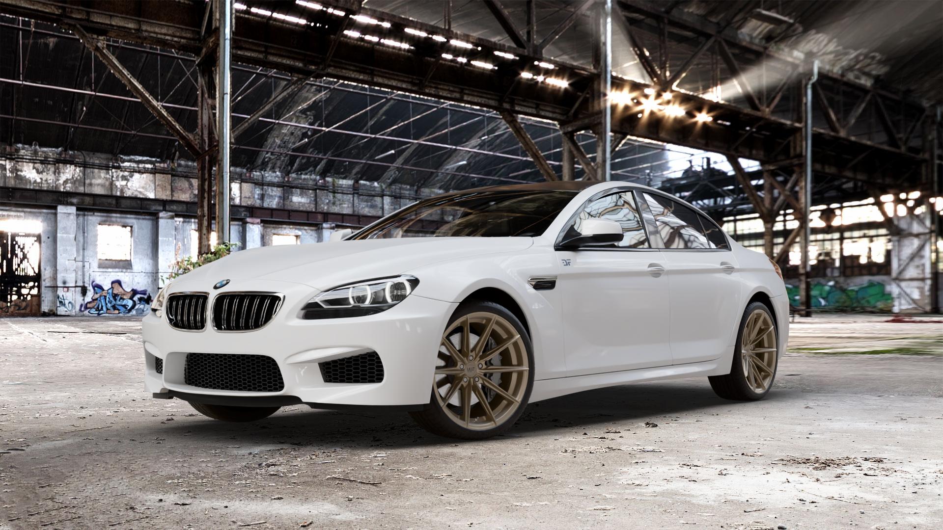 Wheelforce CF.3-FFR SATIN BRONZE Felge mit Reifen in 20Zoll Winterfelge Alufelge auf weissem BMW M6 Gran Coupe Typ F06 4,4l 412kW (560 PS) 423kW Competition (575 441kW Edition 30 (600 ⬇️ mit 15mm Tieferlegung ⬇️ Old Industrial Hall_max_5300mm_2024 Frontansicht_1